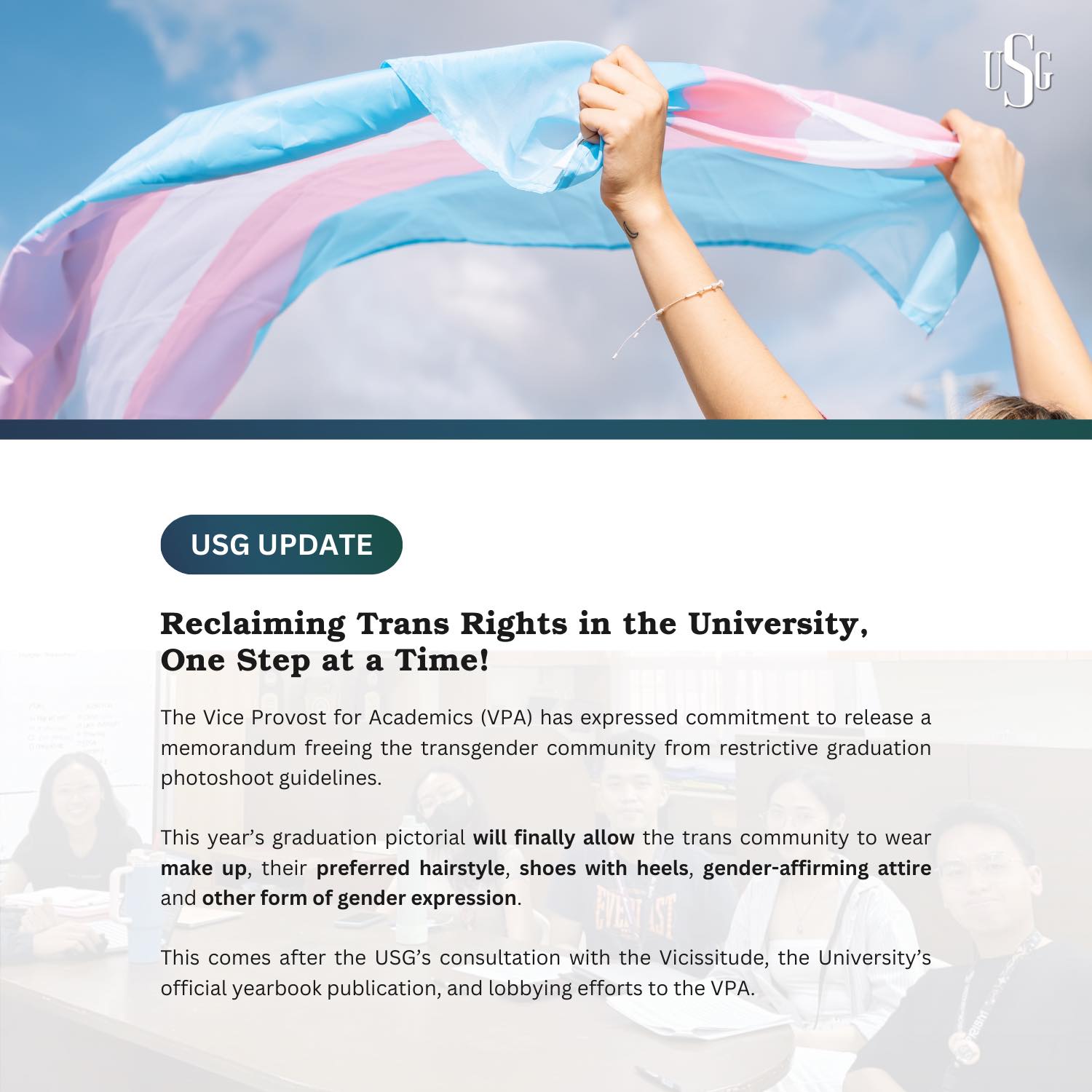 DLSUD - USG UPDATE: Reclaiming Trans Rights in the University, One Step ...