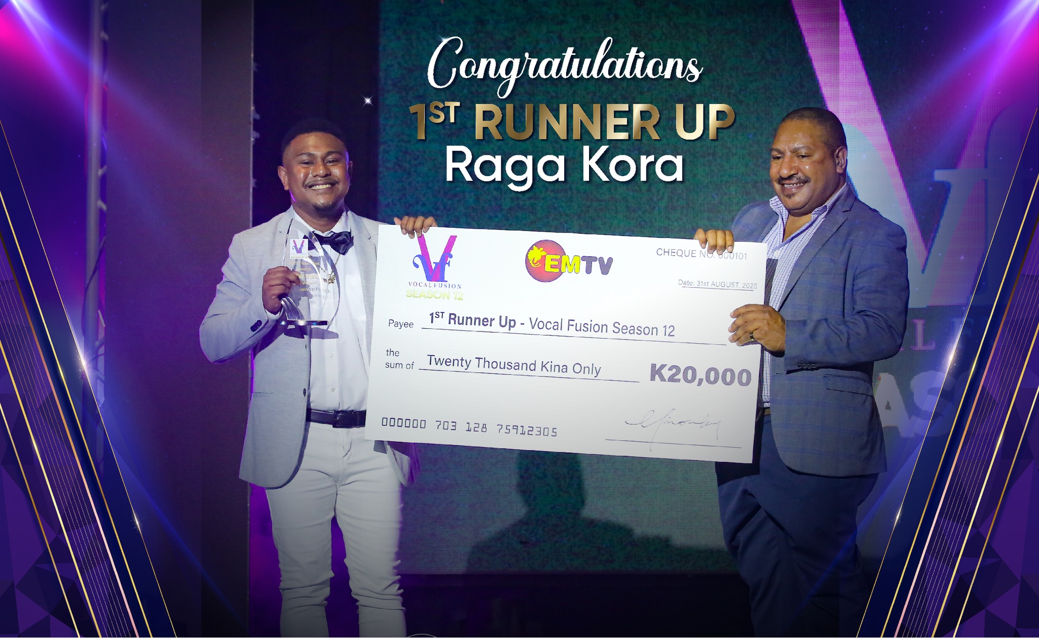 Vocal - A massive congratulations to our 1st Runner-Up Mr. RAGA KORA ...