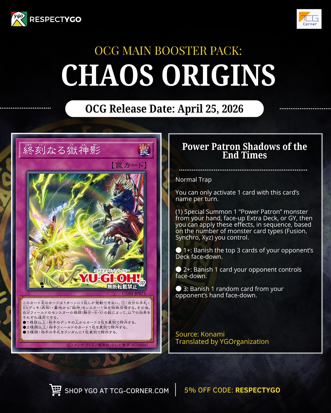 Chaos Origins booster pack release date revealed with new support