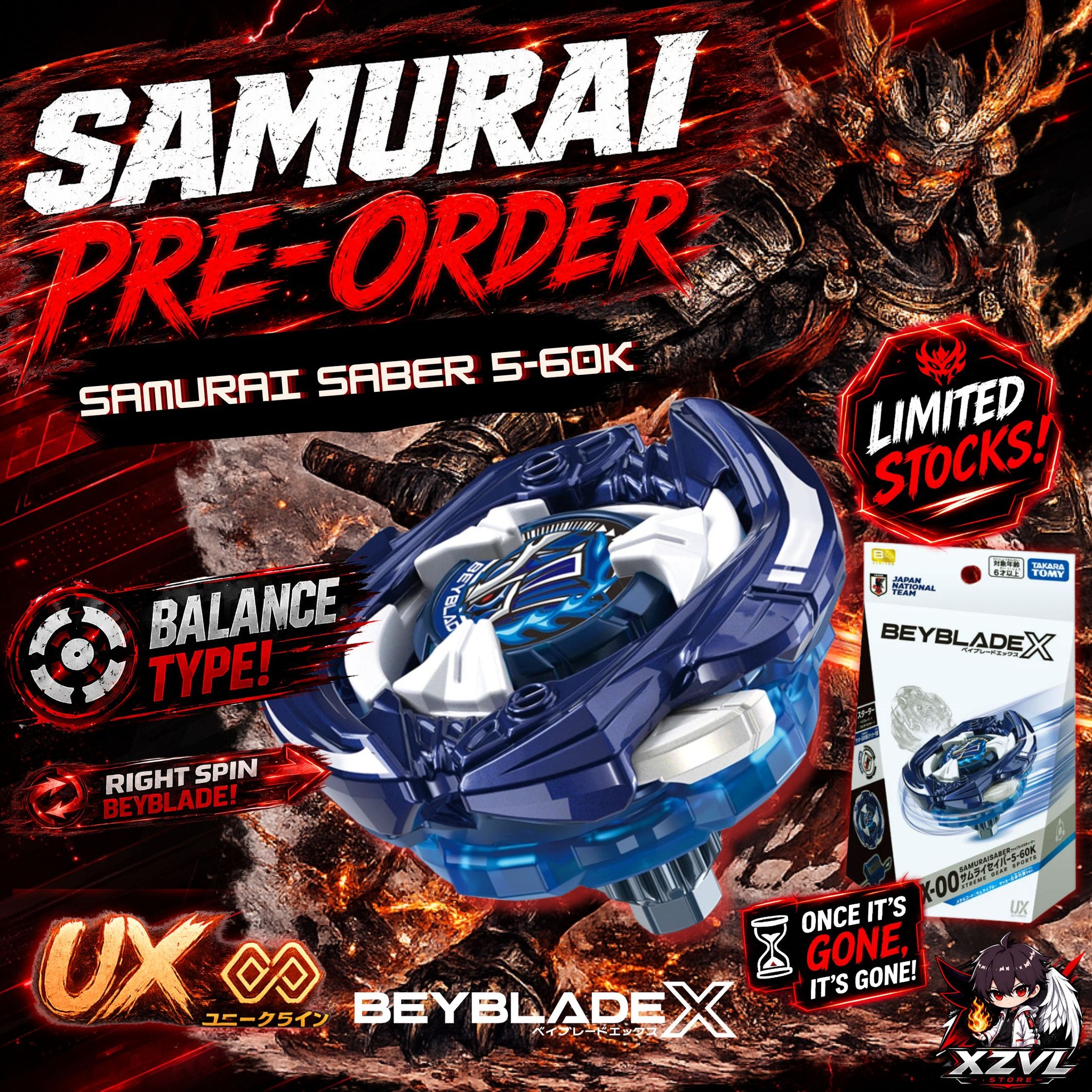 ? BLUE SAMURAI SABER PRE-ORDER ALERT! ? The Beyblade X Samurai 