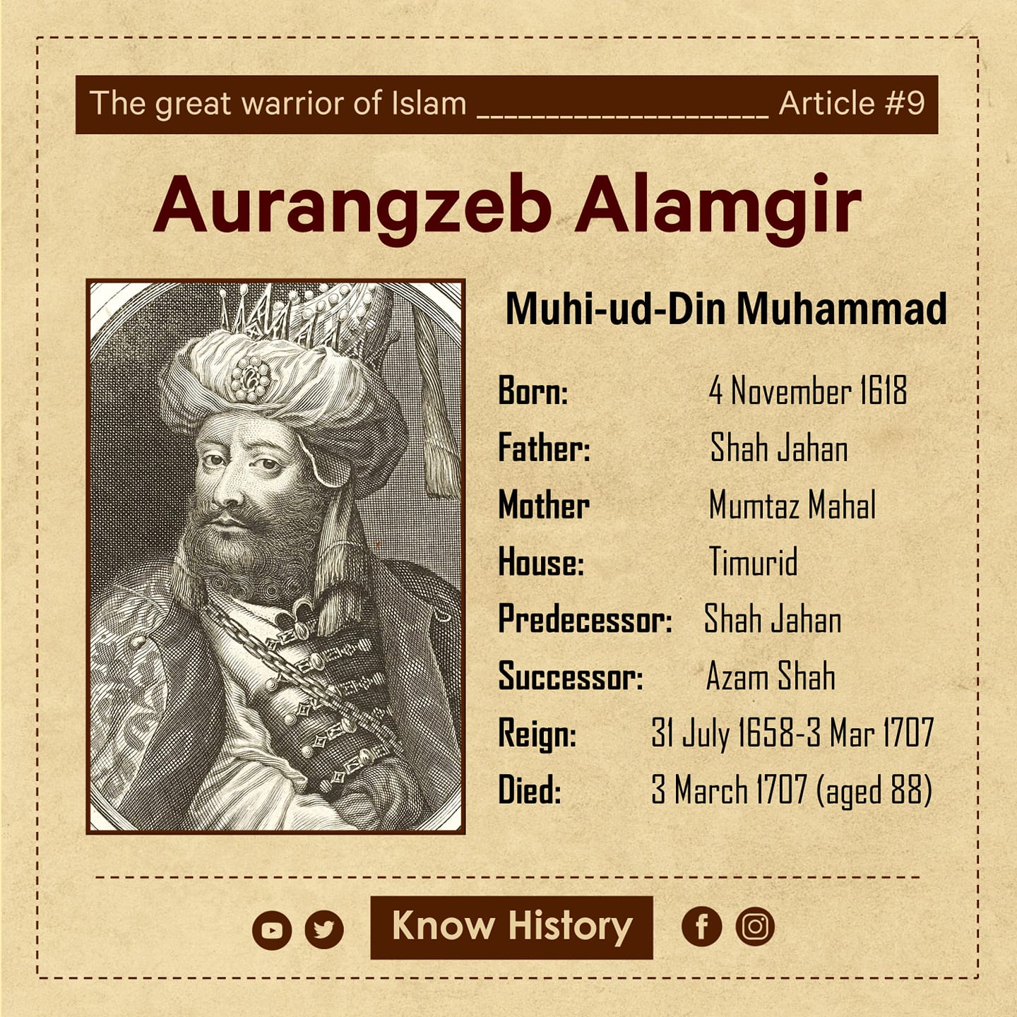 Know History - Aurangzeb was the great ruler of the Mughal... | Facebook