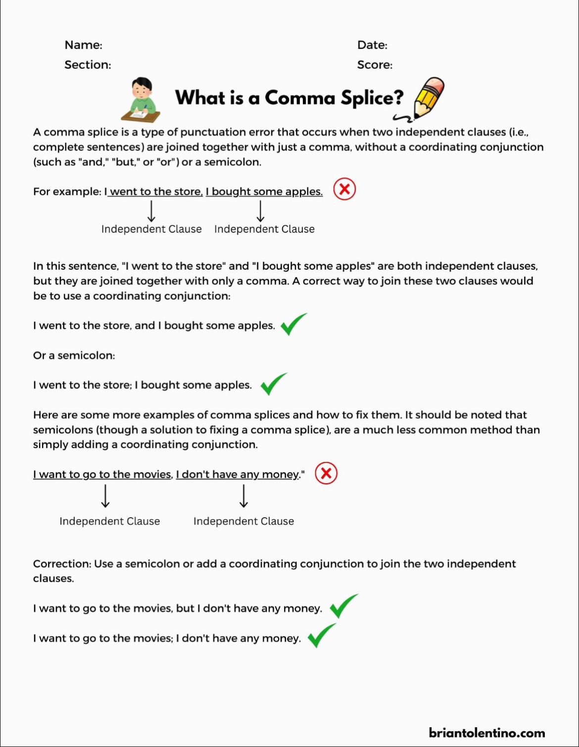 What is a comma splice? (Lesson and... - Tolentino Teaching | Facebook