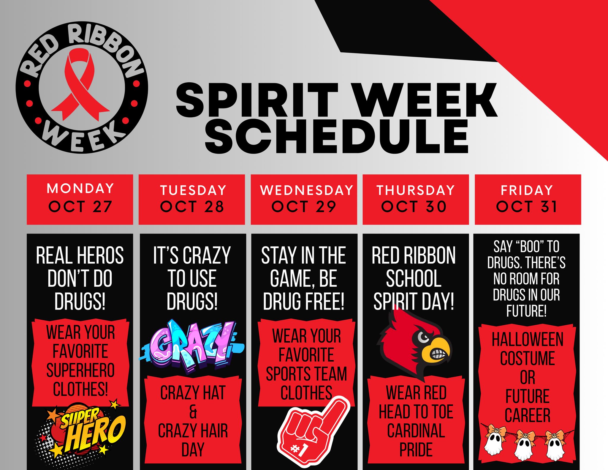 🎉 Red Ribbon Week Spirit Days... - Wayne County Middle School | Facebook