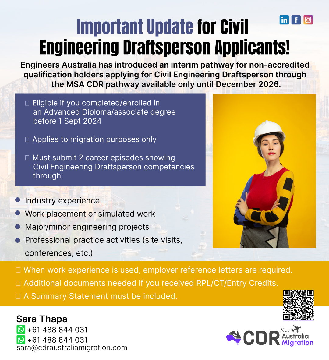 CDR - Important update for Civil Engineering Draftsperson applicants ...