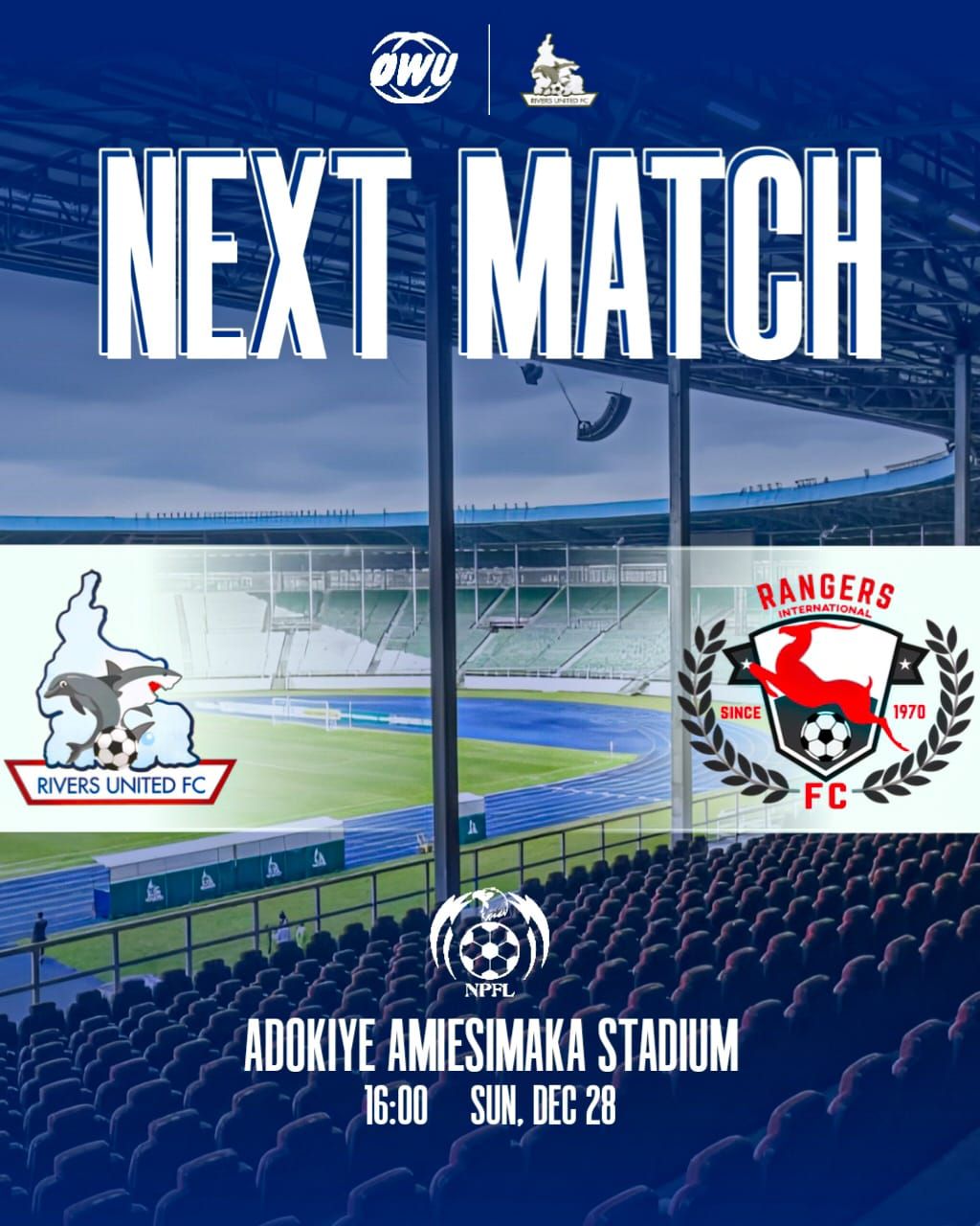 Rivers - ⚽️ LAST MATCH OF 2025! 🔥 This Sunday, Adokiye Amiesimaka ...