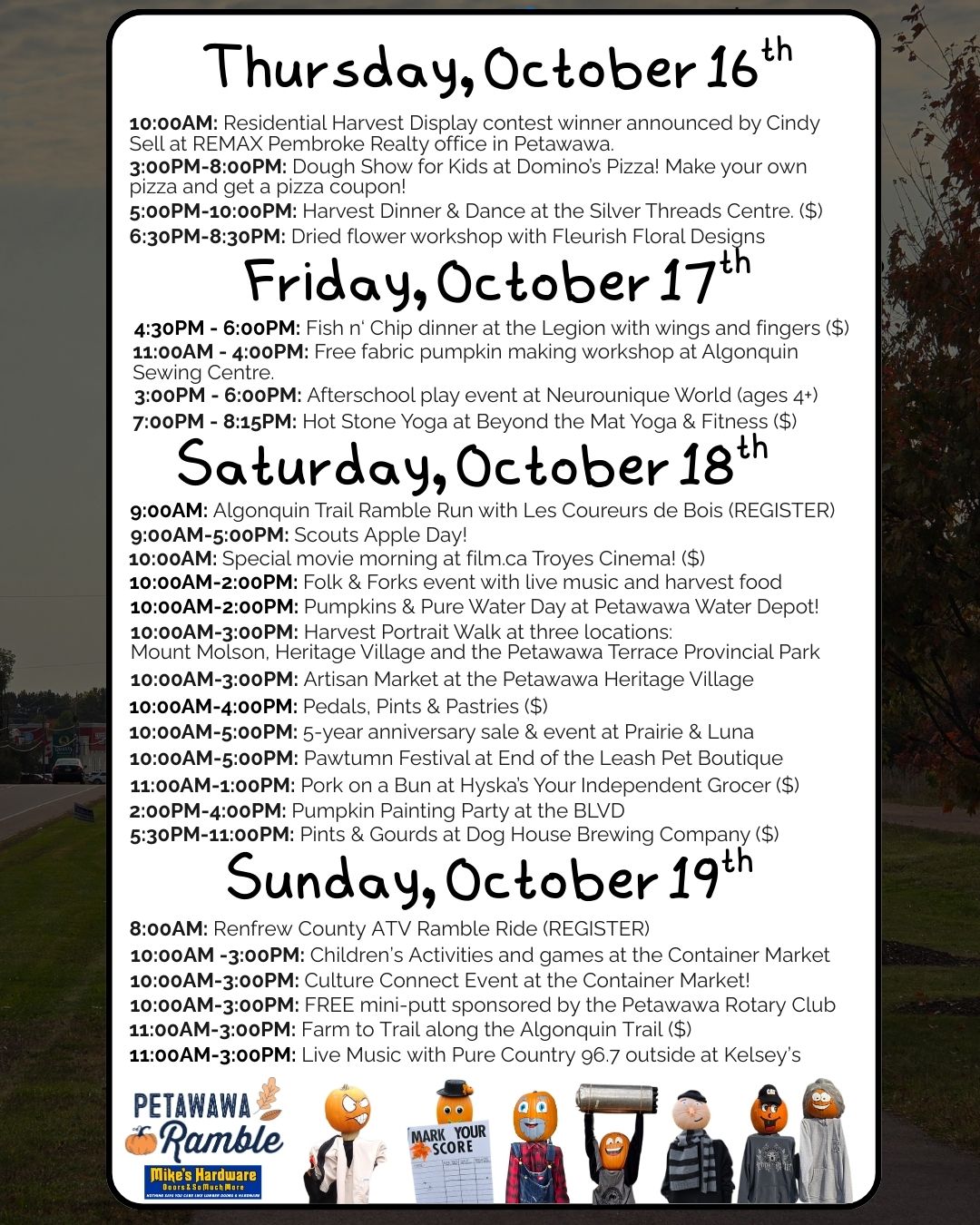 Petawawa Ramble - 🍂 The wait is over — the full schedule... | Facebook