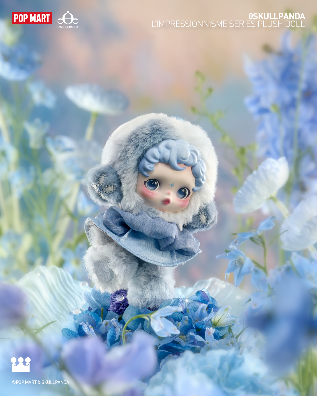 SKULLPANDA♡Flower Butterfly♡水色 Soft petals, held close 🌸✨ The SKULLPANDA Amid Flowers Plush