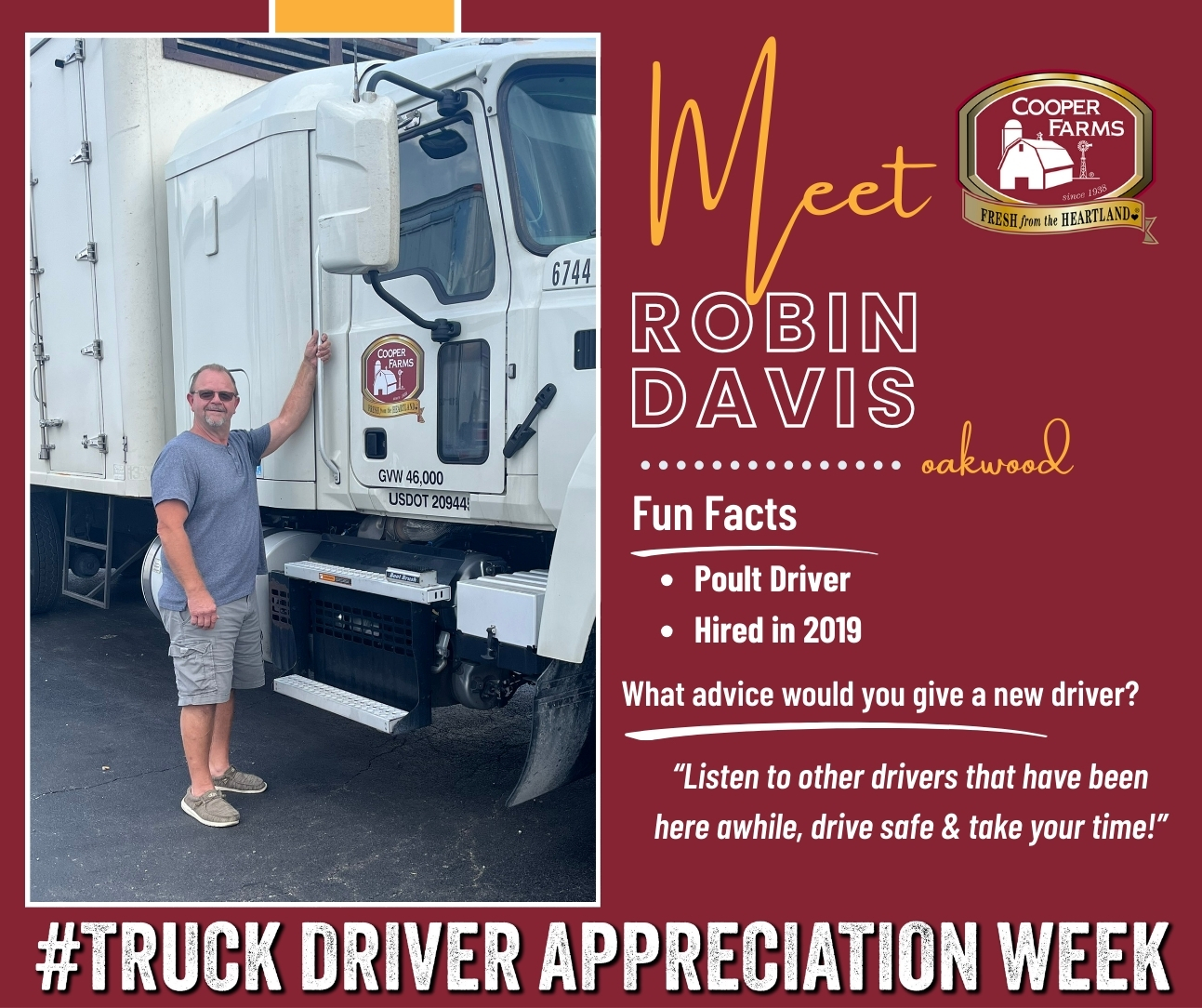 Cooper - Meet Robin Davis, a driver for our baby turkeys (poults) up in ...