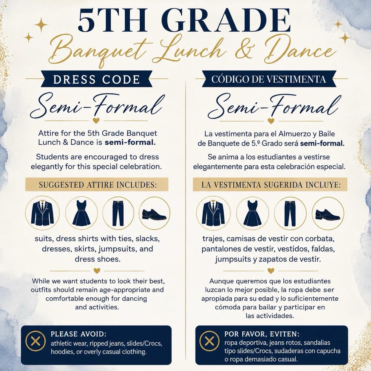 5th grade banquet dress code is semi-formal