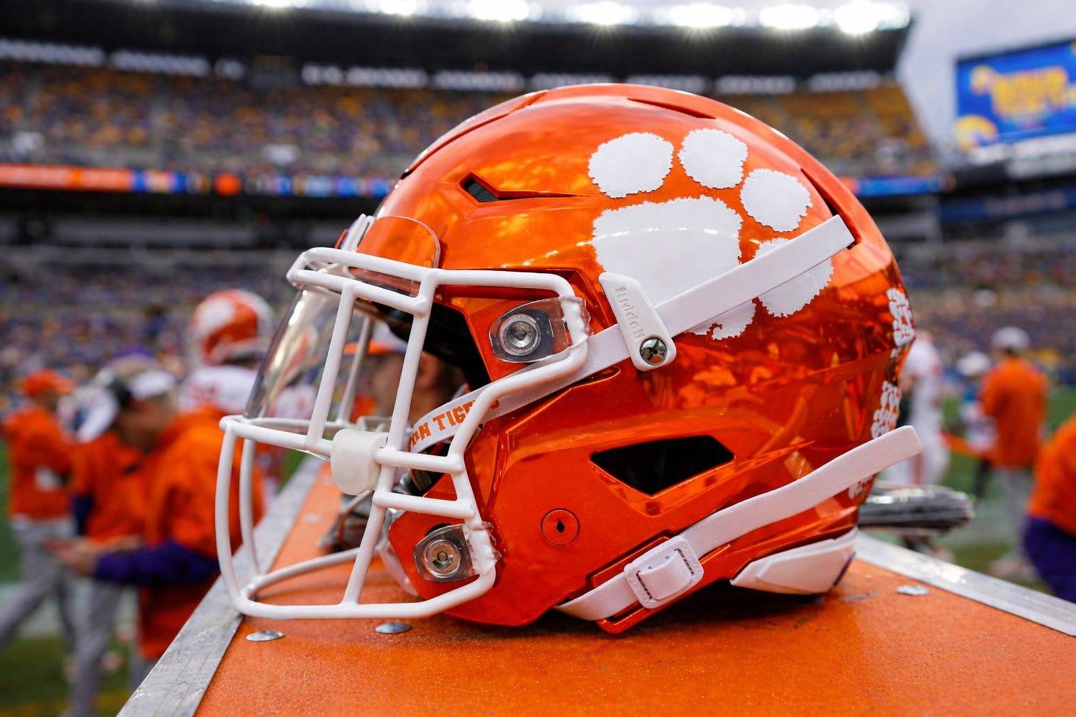 clemson football chrome helmets Deshaun Watson Autographed Tigers Orange Speed Mini Hel  RSA Premade Custom Helmet Build Designed by Green Gridiron Helmet Building Experts Unique Clemson Mid-Size SpeedFlex