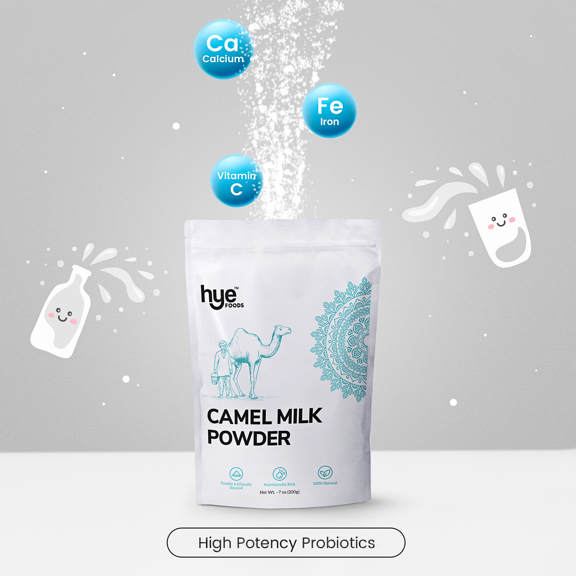 Hye Foods Low Fat Camel Milk Powder – 100% Pure & Natural, 15 X 20gm (300gms)