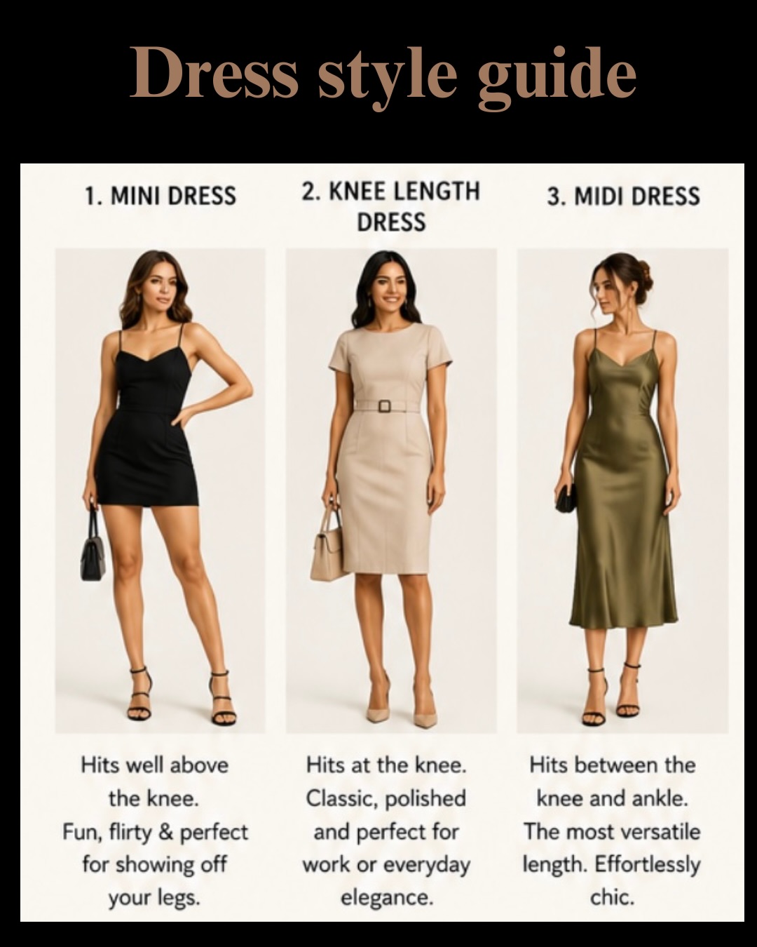dress length between knee and ankle Guide to different styles lengths backstyle_Zipper The knee length stretch What Color Shoes To Select Size:XL