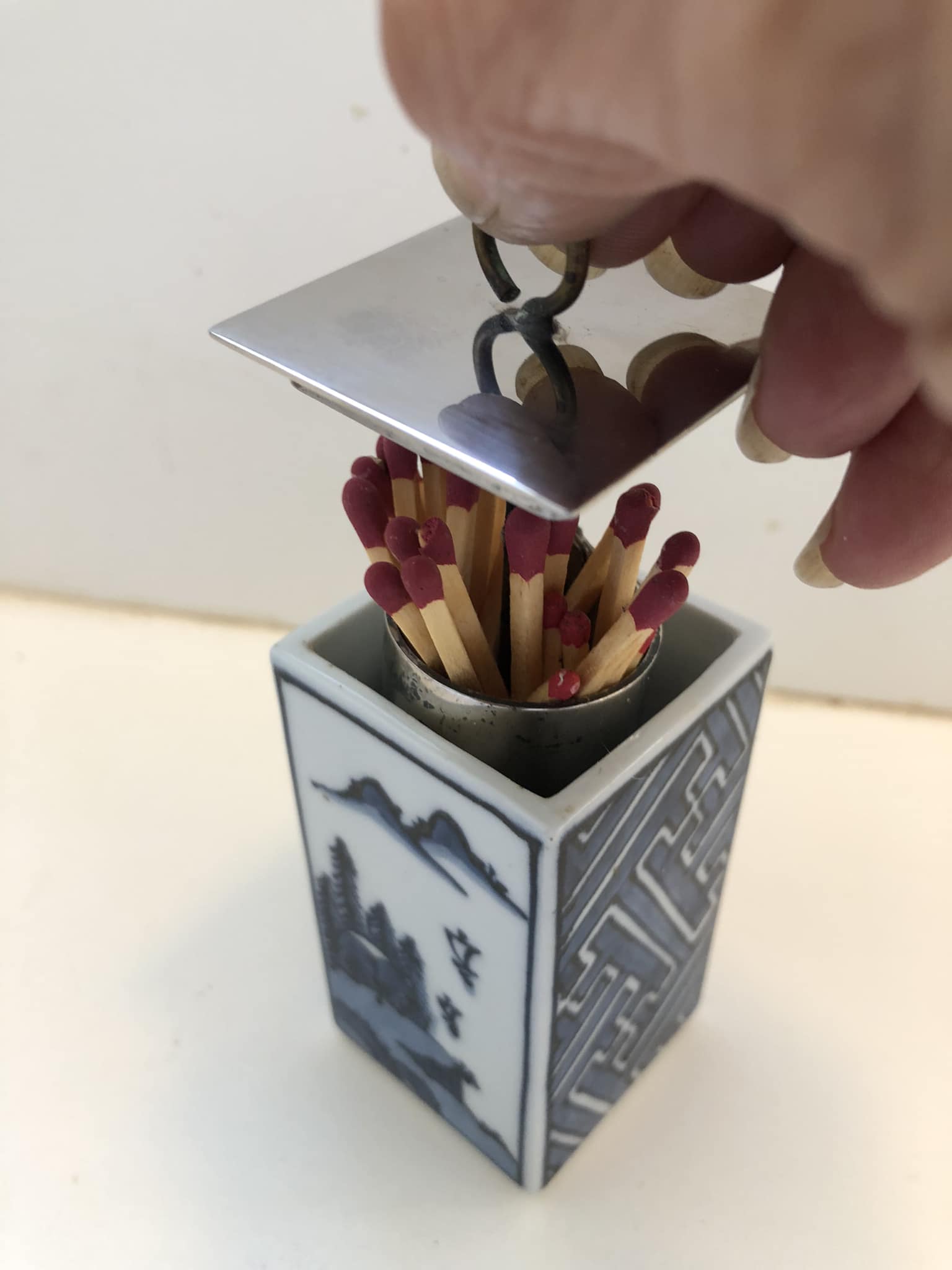Vintage match holder with silver plating and striker bottom display picture 1