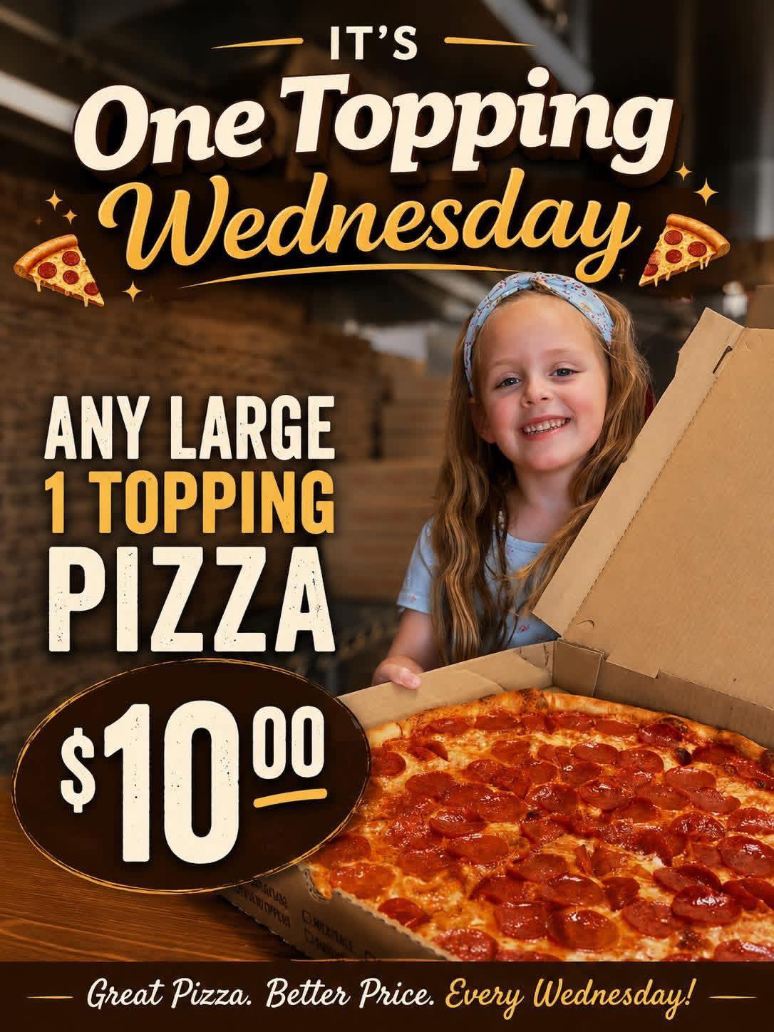 Zios Pizza Wednesday deal: $15.95 large 1-topping pizza in North Port