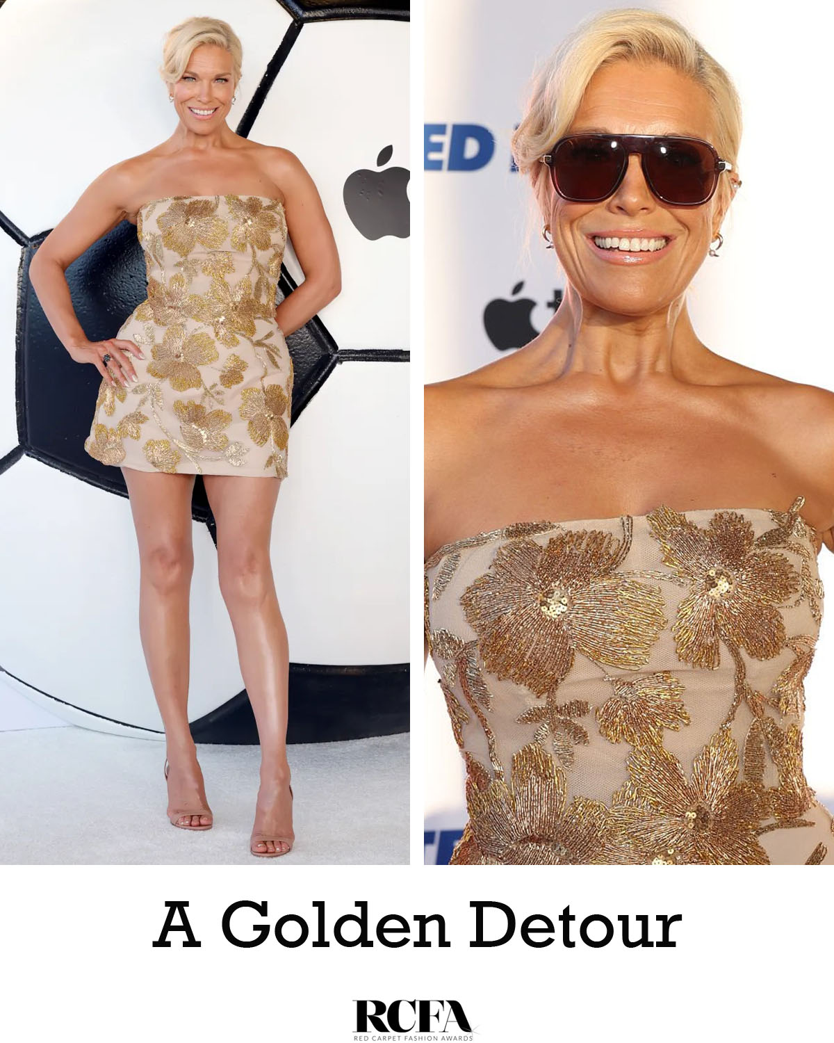 hannah waddingham golden globes dress took a brief break from her recent run of sleek, body-skimming and embraced something a little more playful for the 'Ted Lasso' season 4 premiere. Her Monique Lhuillier strapless OUTERWEAR ON SALE