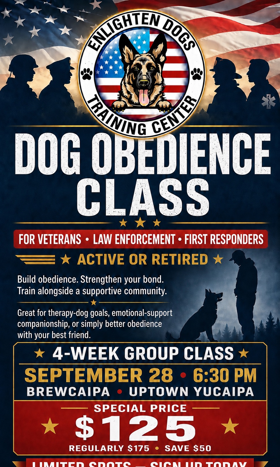 🇺🇸🐾 COMMUNITY DOG OBEDIENCE GROUP CLASS for veterans and first ...