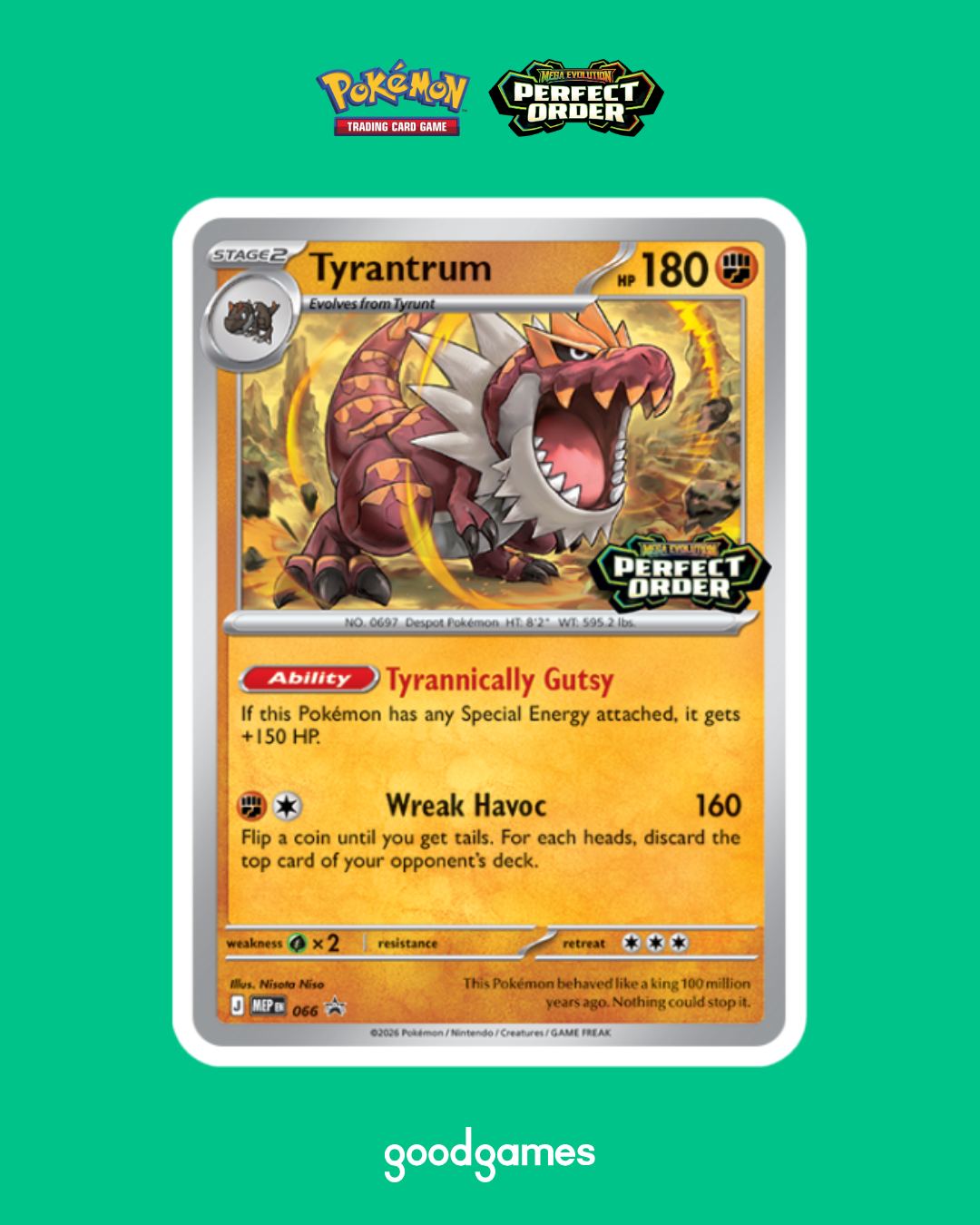 mega tyrantrum pokemon card Evolution Perfect Order Tyrantrum - Apricity