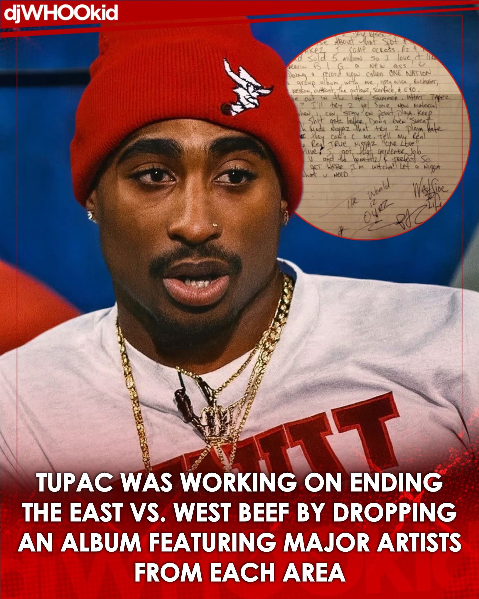 A handwritten tracklist for 2Pac's mythical unreleased One Nation