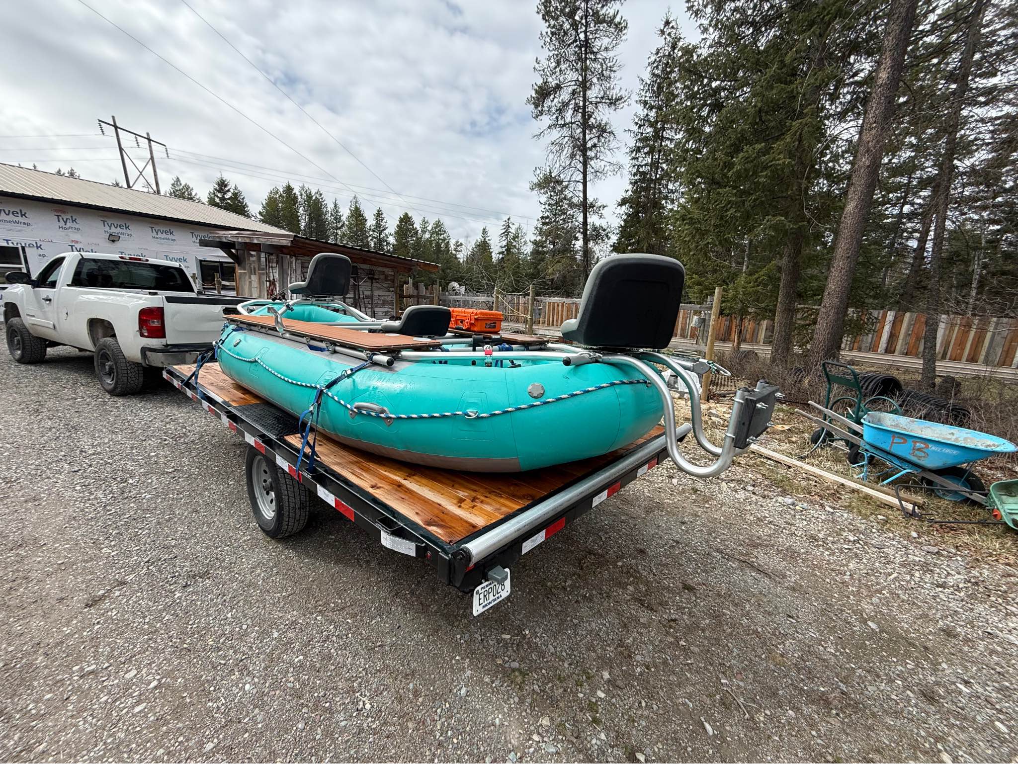 14 ft Turquoise Aire river raft with trailer - Kayaks - Olney, Montana ...