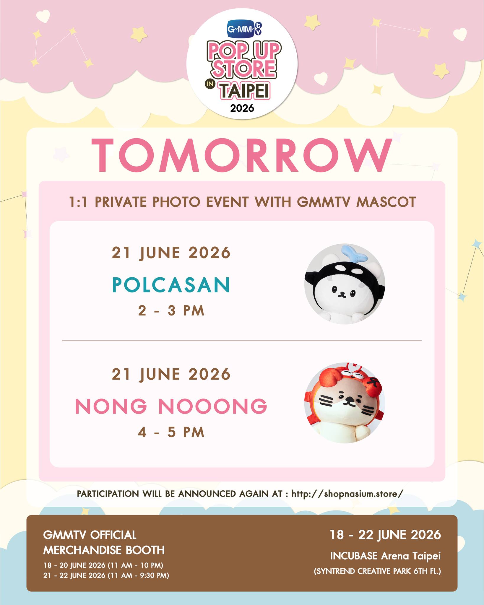 Tomorrow! Meet Polcasan & Nong Nooong at the GMMTV POP-UP STORE IN 