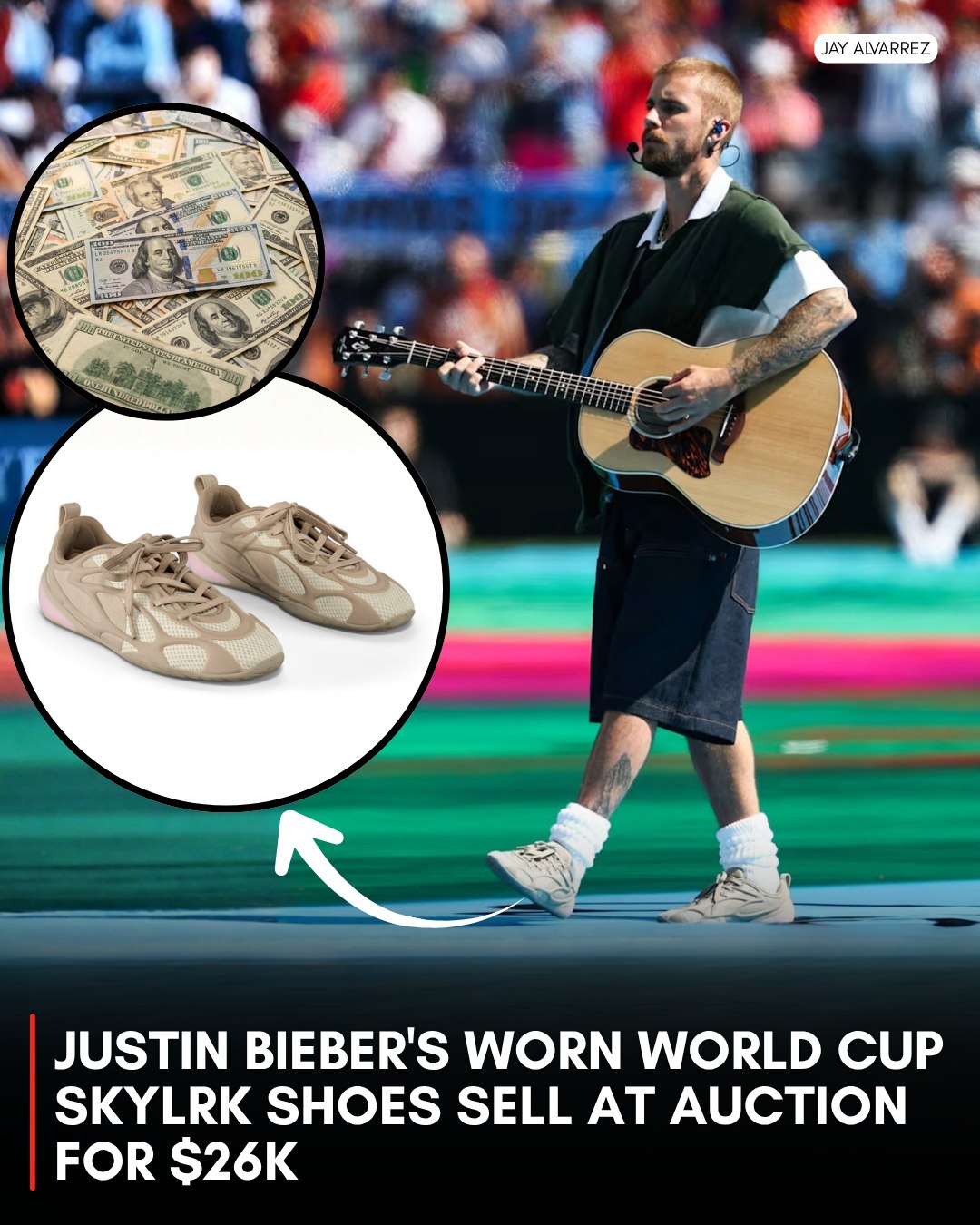 skylrk SLOUCHY SOCK 2 PACK ジャスティンビーバー A pair of Justin Bieber's worn SKYLRK shoes from the World Cup has