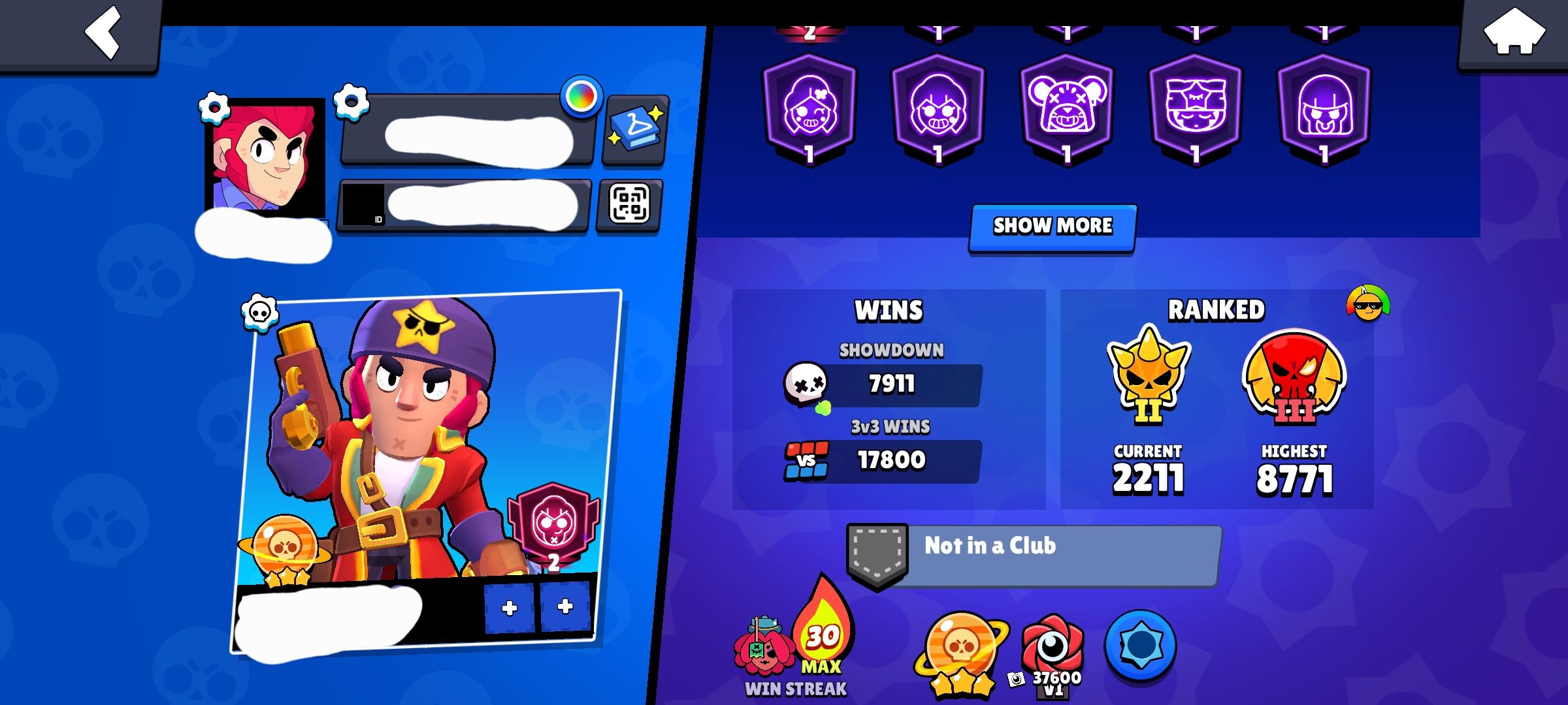 2021 account with 75k trophies for sell, and 3 old prestiges and a