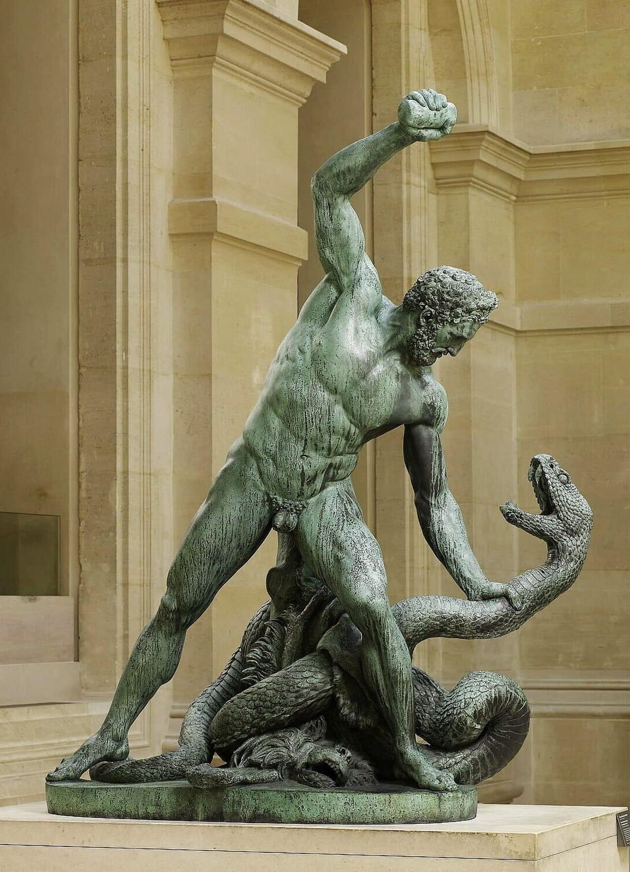 Hercules fights Archeolus bronze statue by Giuseppe Bosio