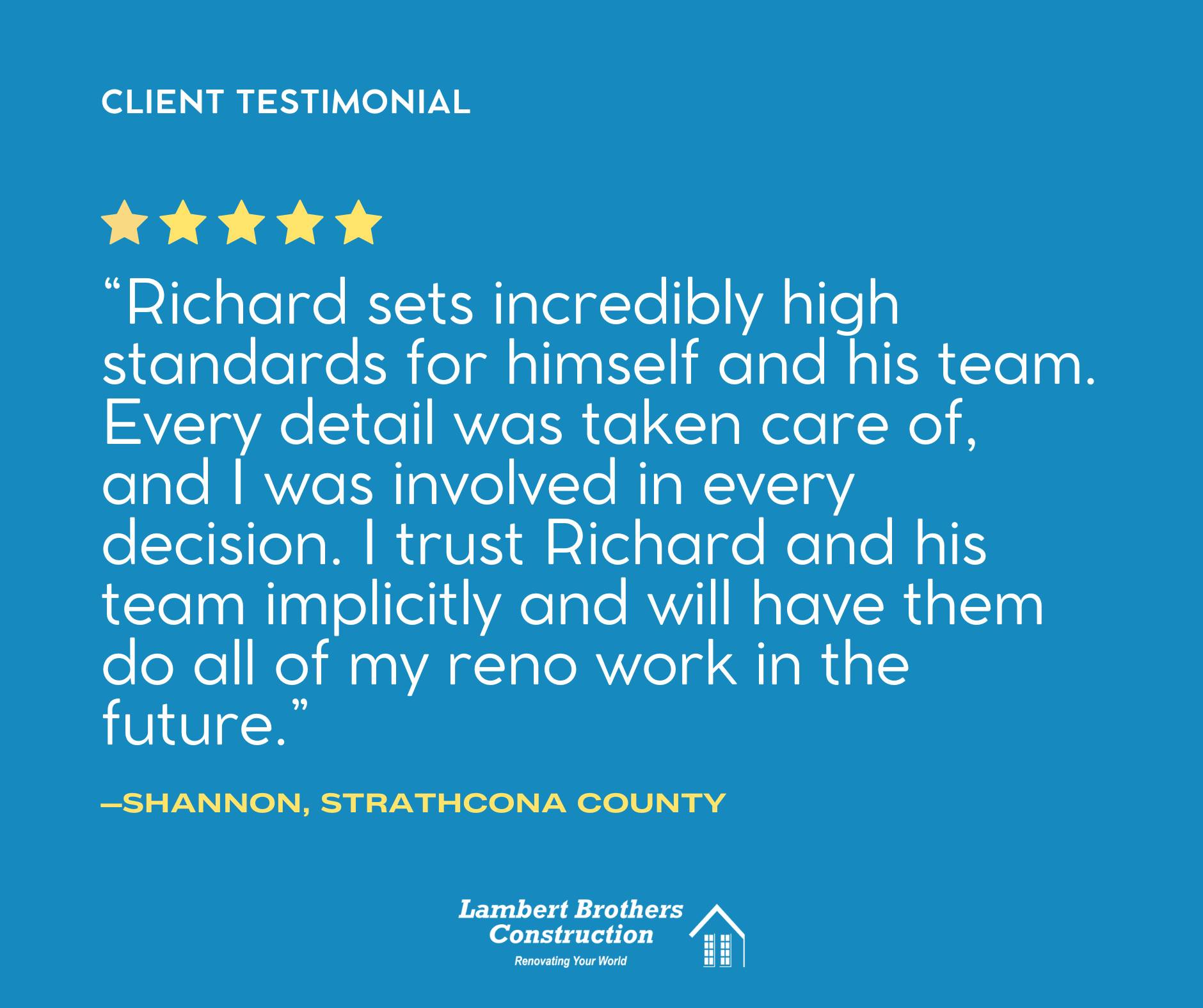 Lambert - “Richard sets incredibly high standards for himself and his ...