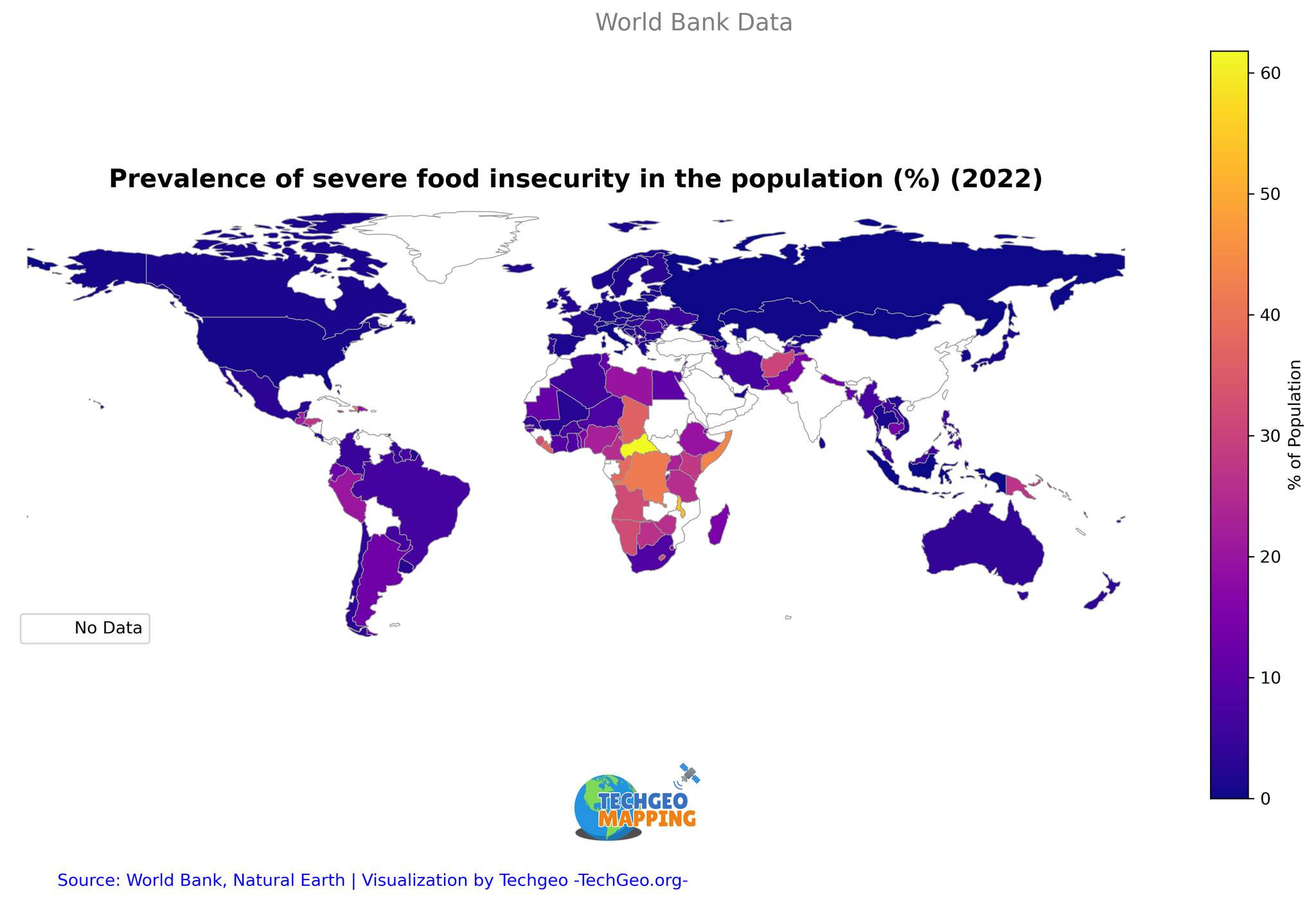 TechGeo - 🗺 Prevalence % of severe food insecurity in the population ...