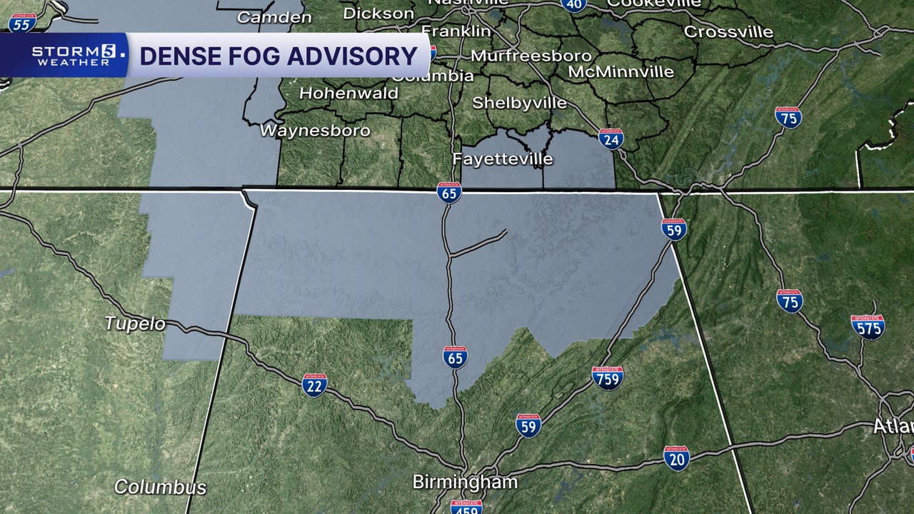 DENSE FOG ADVISORY: Dense Fog may cause visibility issues. Click