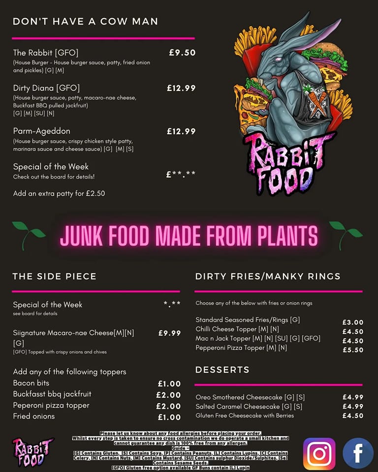 Rabbit Food - Good morning Glasgow! Here is our menu for... | Facebook