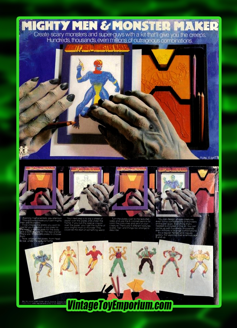 The 1978 Mighty Men & Monster Maker drawing kit allowed kids to