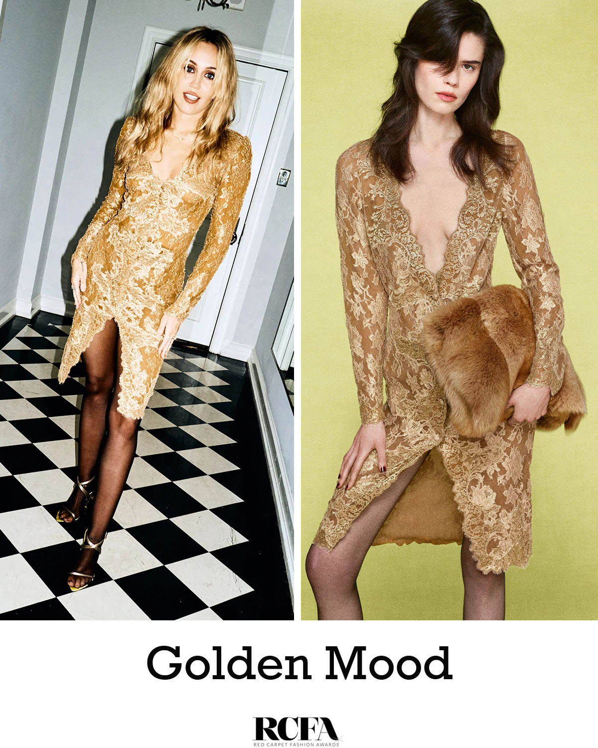 Miley Cyrus celebrated the launch of her guest-edited Wonderland issue at Chateau Marmont wearing a Saint Laurent gold lace dress, and it suited both the occasion and where she is stylistically right