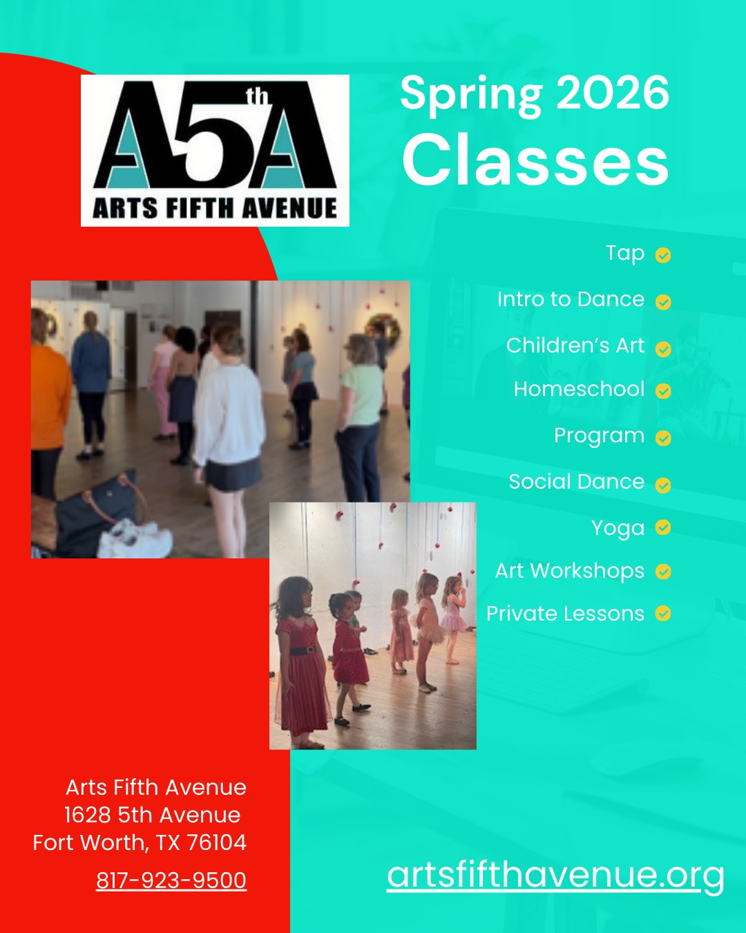 Arts - Spring 2026 classes start January 12, 2026...... register now ...