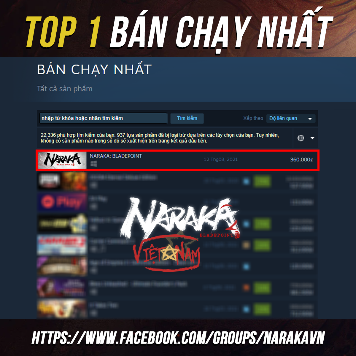 TOP 1 BÁN CHẠY NHẤT trên... - Naraka: Bladepoint Việt Nam | Facebook