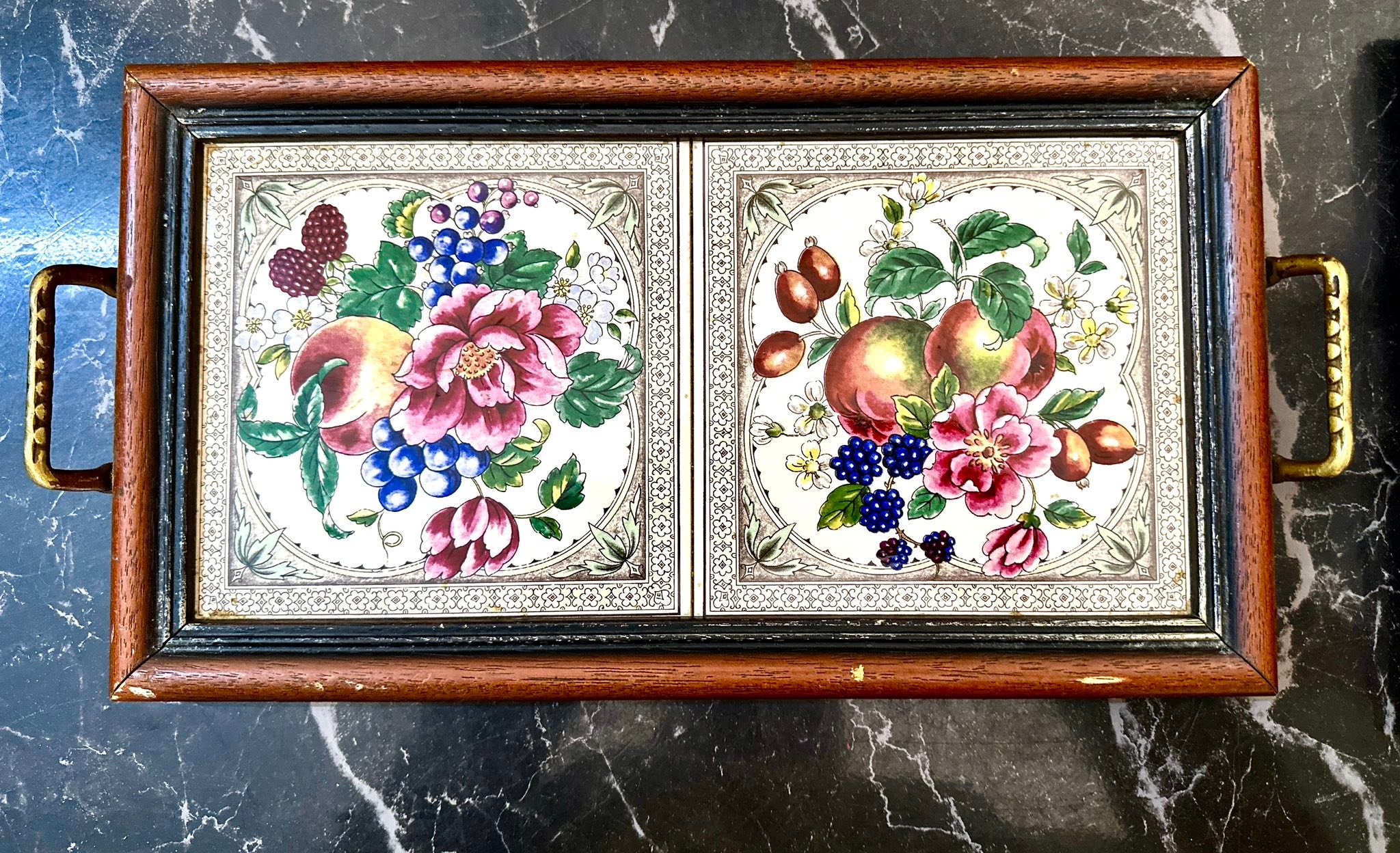 Vintage victorian-style tiled tea tray for sale