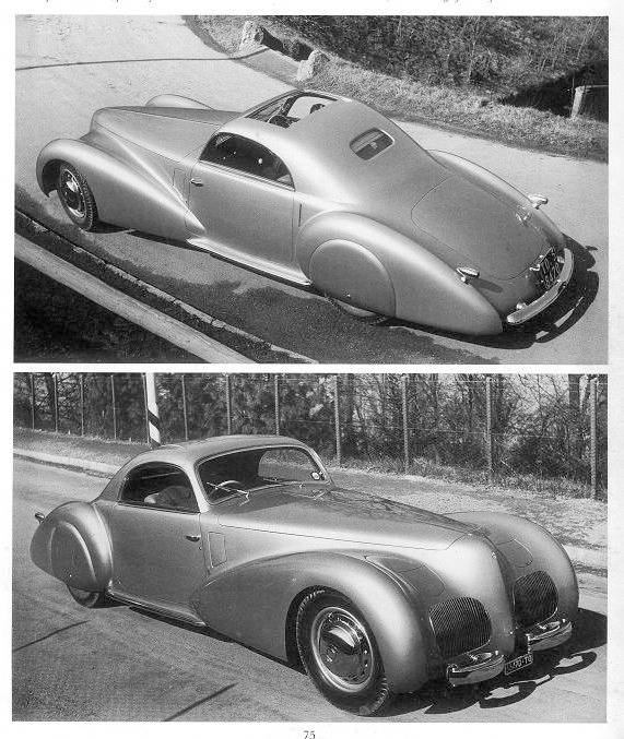 1940 Alfa Romeo 6C 2500 SS black coloured, parked in a cafe in Modena.