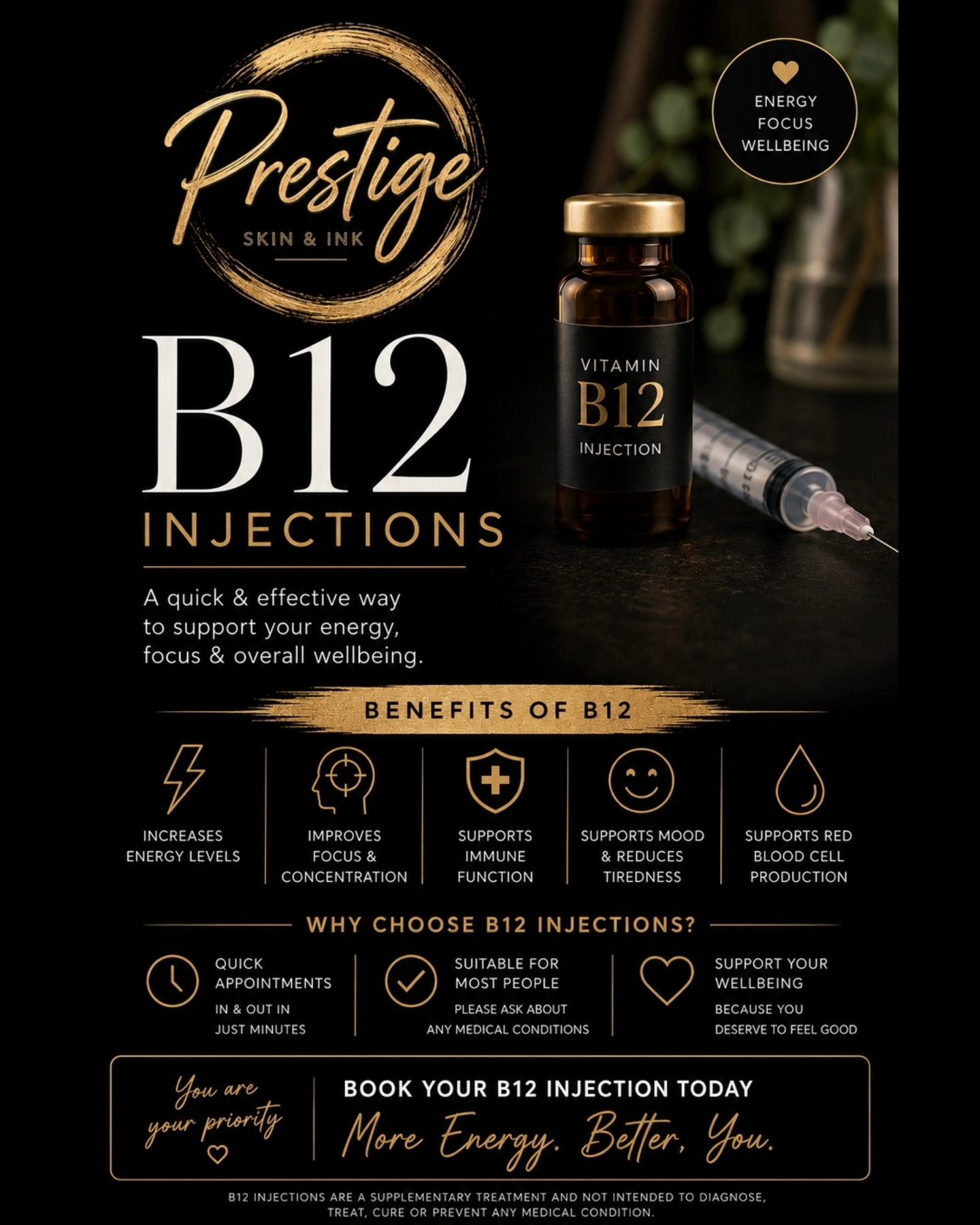 vitamin b12 injection effect time ✨ FEELING LOW ON ENERGY? IT COULD BE TO TOP UP YOUR B12. ✨ Looking for a quick and convenient way to support your energy, focus and overall wellbeing? 💛 Our Nutrient Absorption Support for Pets Size:1000 mcg/ml - 1 box (10amp. x 1ml) Vitamin B12 Shots Specialist