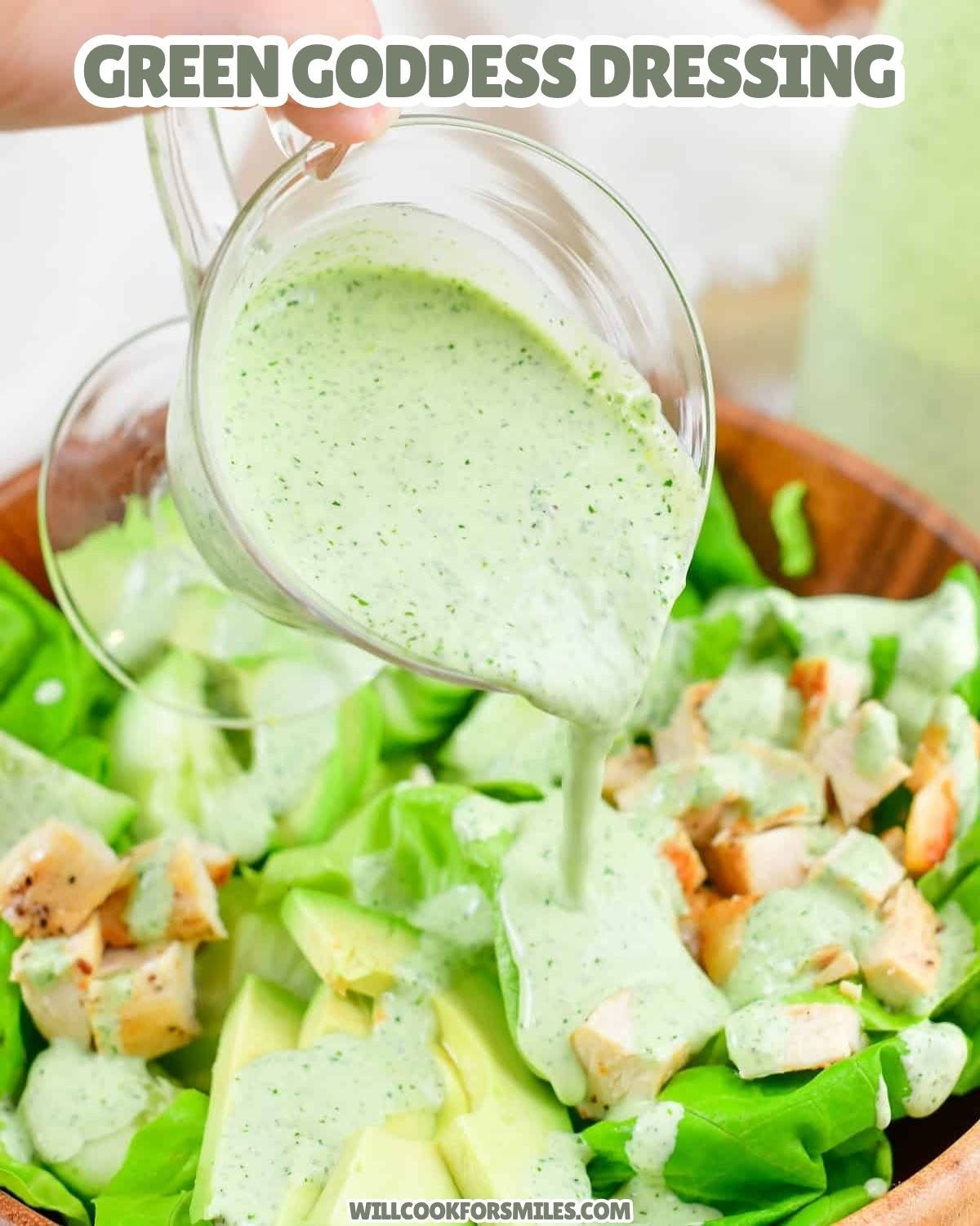 Fresh herbs, creamy avocado, garlic, and lemon come together in this homemade Green Goddess Dressing that's fresh, creamy, and packed with flavor! This easy salad dressing recipe is perfect for salads, wraps