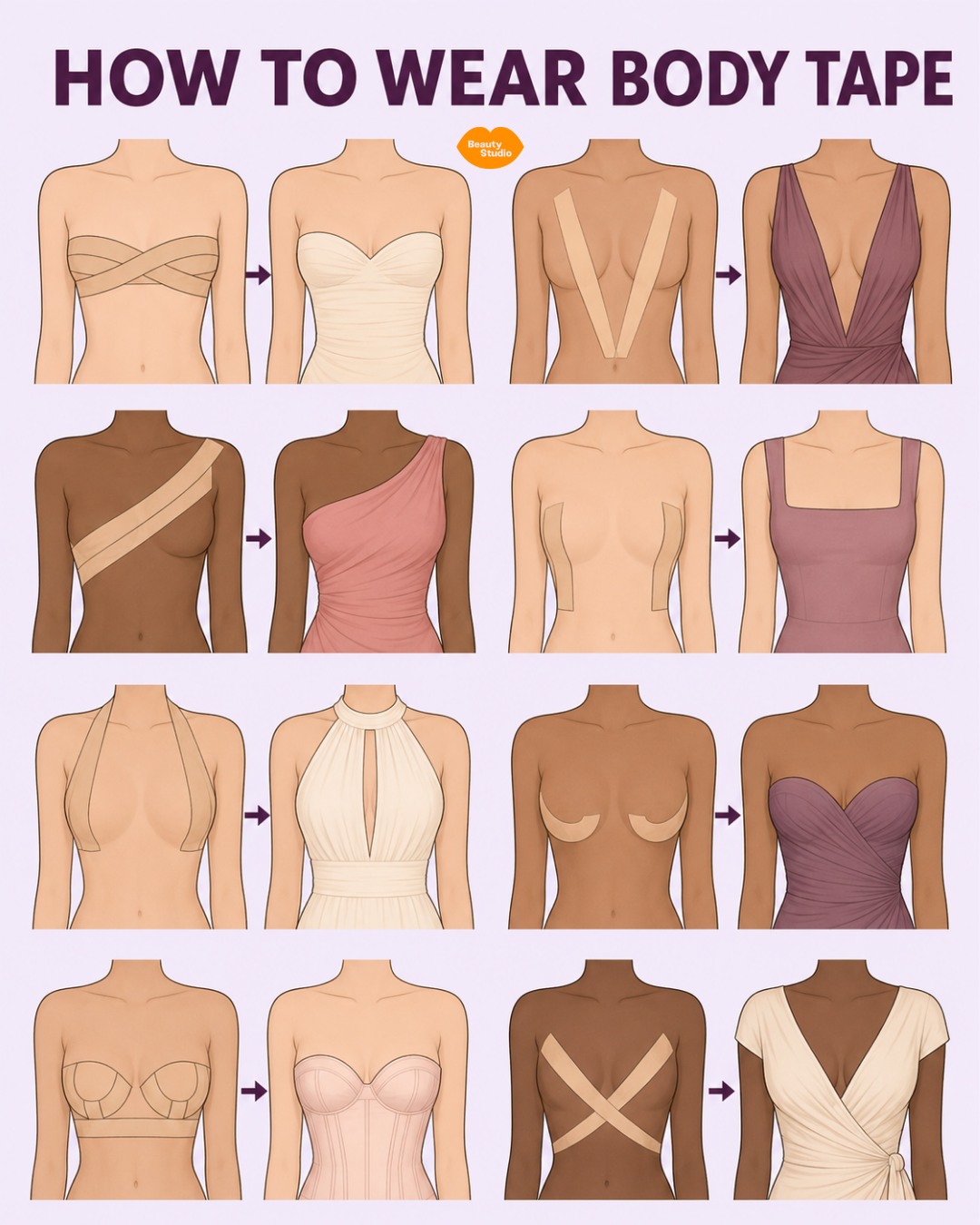 how to use body tape for backless dress The right can completely change a fits. ✨ Whether you're wearing a strapless, deep-V, halter, one-shoulder or wrap dress, matching the tape placement the neckline gives you Color:Wine Keyhole Rustic Lace Mermaid Wedding
