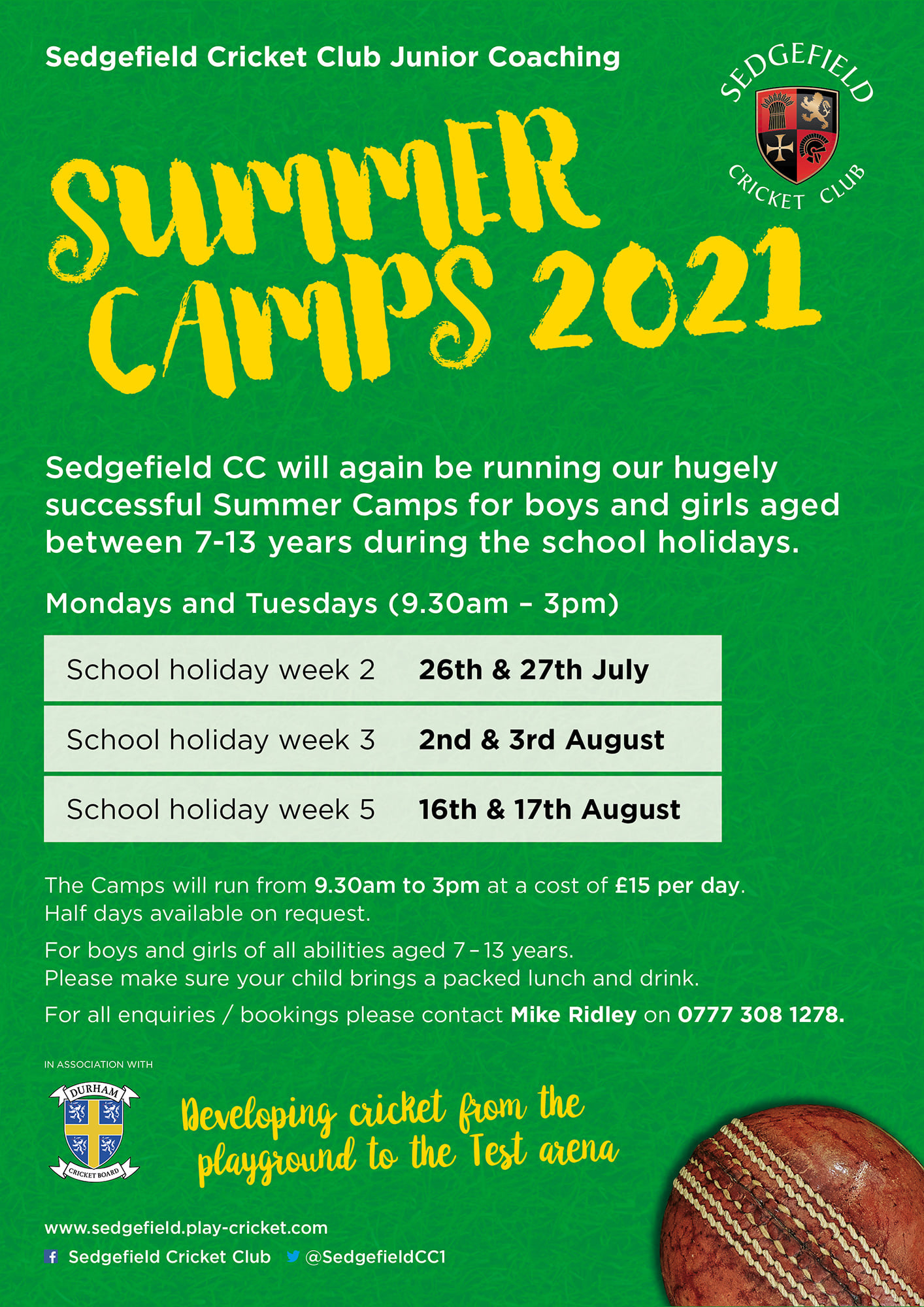 Sedgefield CC will again be... - Sedgefield Cricket Club | Facebook