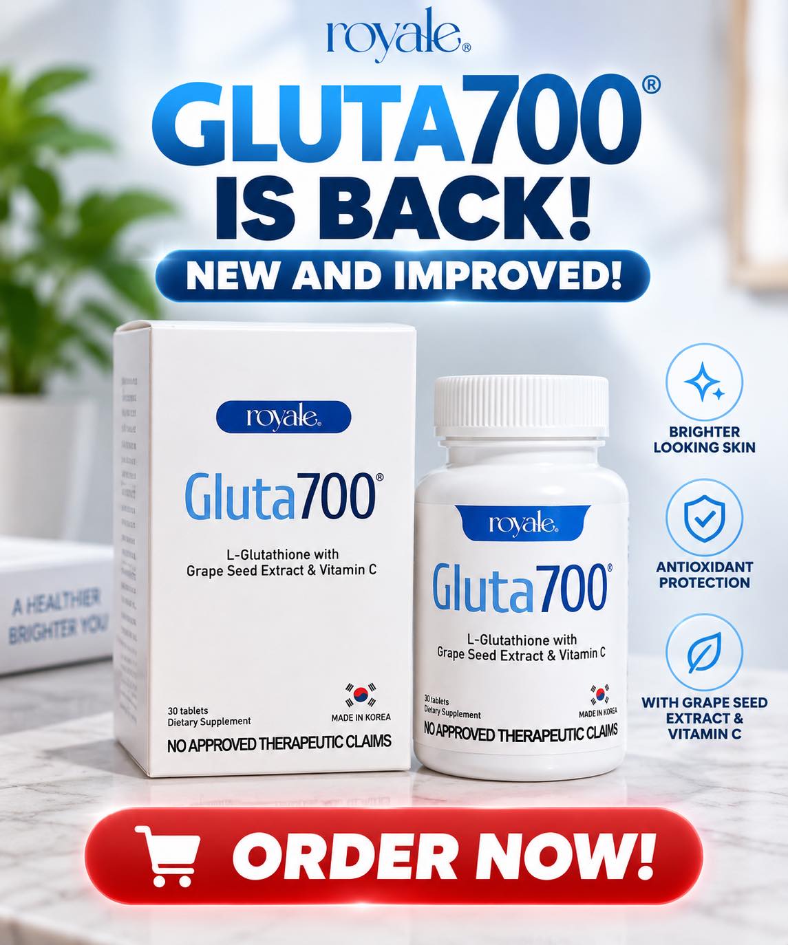 Matagal mo na bang hinihintay? 👀✨ FINALLY… GLUTA700 IS BACK! 🔥 Sa mga ilang beses nagtanong at nag-abang—eto na! 😍 ✨ NEW & IMPROVED 📦 LIMITED STOCKS 🛒 ORDER NOW bago maubusan