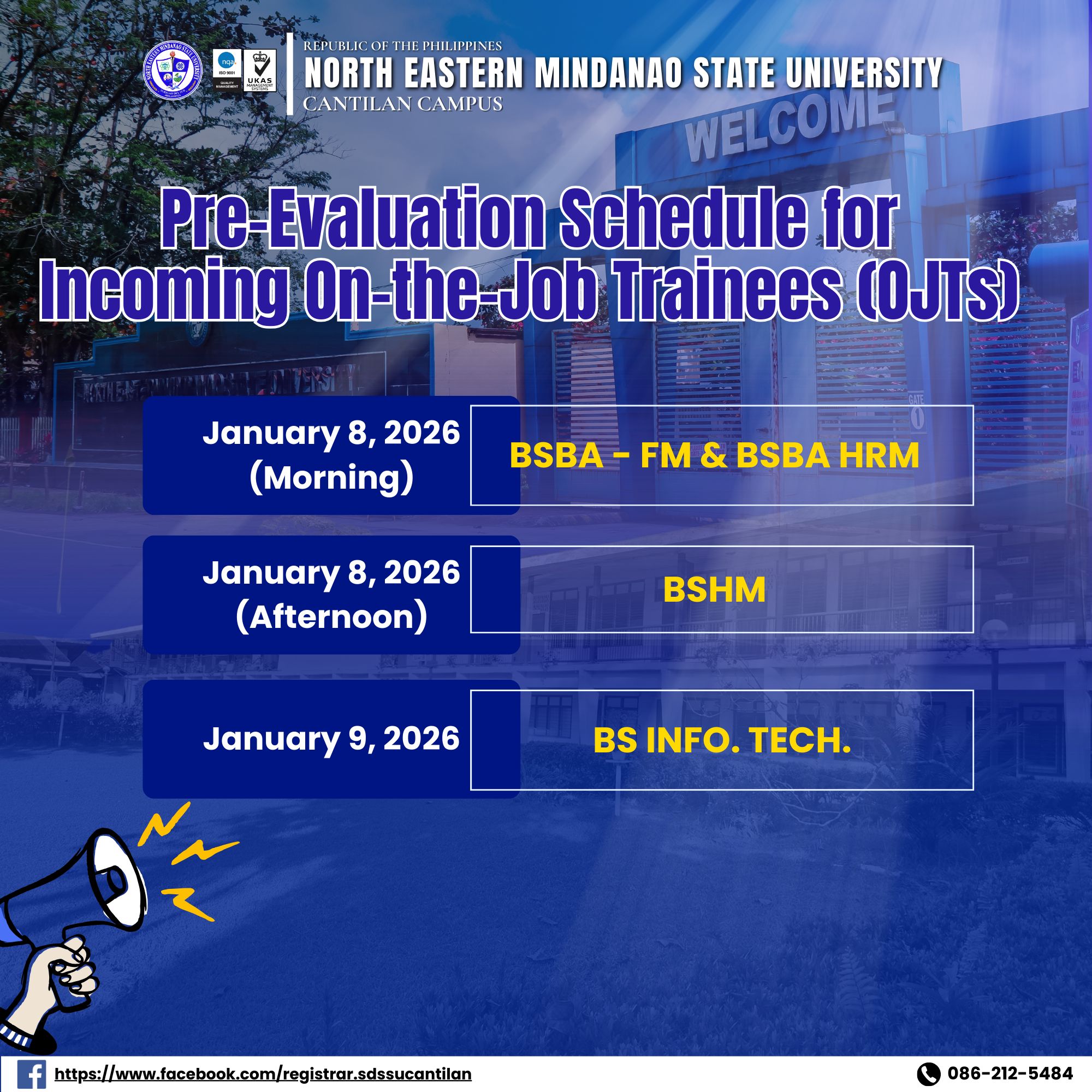 Registrar - 𝐀𝐍𝐍𝐎𝐔𝐍𝐂𝐄𝐌𝐄𝐍𝐓 | 𝐏𝐑𝐄-𝐄𝐕𝐀𝐋𝐔𝐀𝐓𝐈𝐎𝐍 𝐎𝐅 𝐈𝐍𝐂𝐎𝐌𝐈𝐍𝐆 𝐎𝐉𝐓𝐬 Please be ...