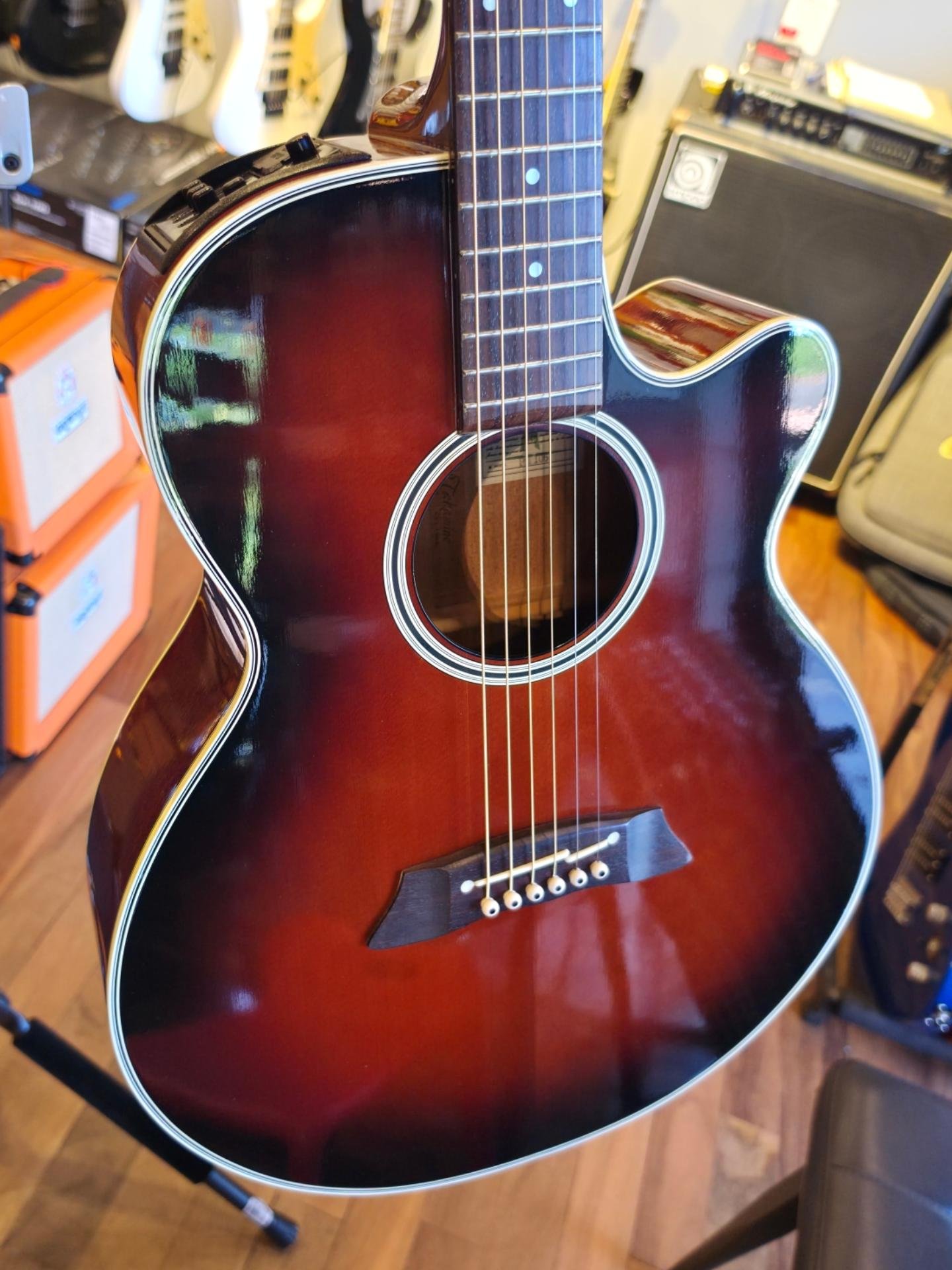 Takamine PT-106 Sunburst Japan Made Acoustic Electric Guitar. From