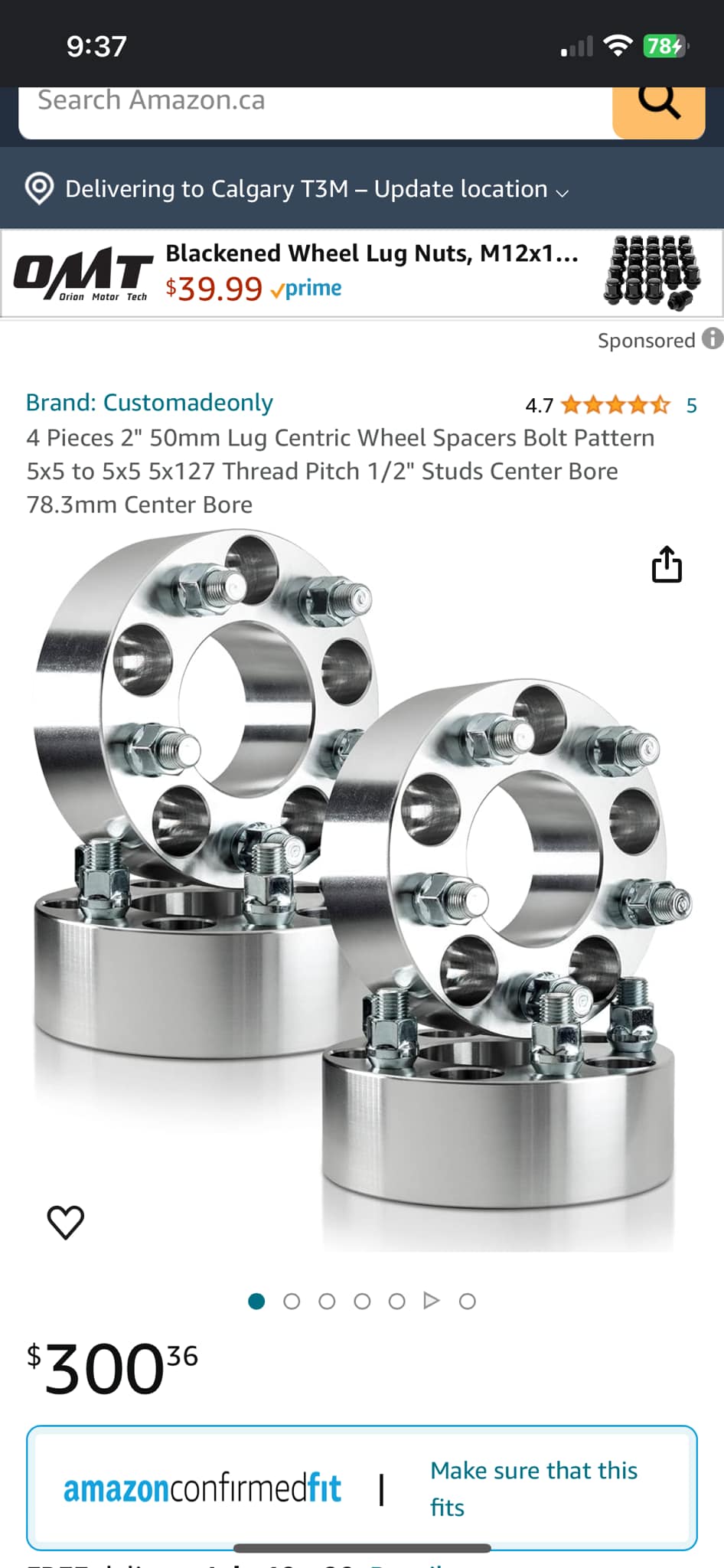 2-Pack Universal 5mm Wheel Spacers - CNC Aluminum, 5-Lug (5x100, 5x114.3, 5x120), Anodized Silver 3 thumbnail image