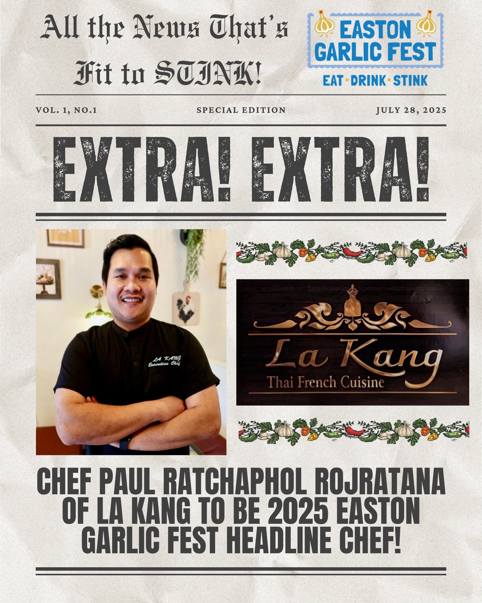 Easton - 🧄 We're thrilled to announce that **Chef Paul Ratchaphol ...