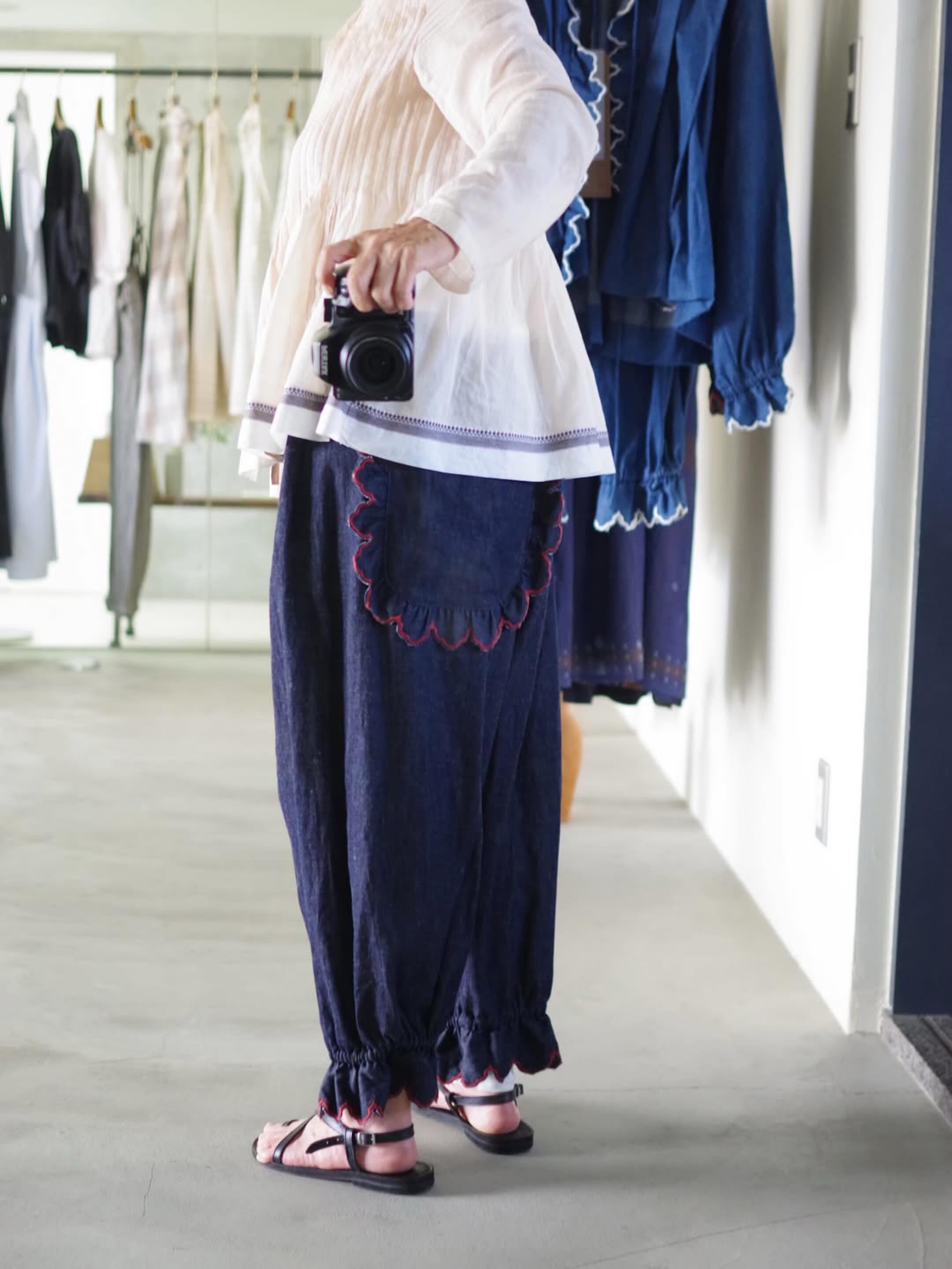 TOWAVASE Bettey pants (navy) (blue) 『Bettey(ベティ)』 ムラ糸の