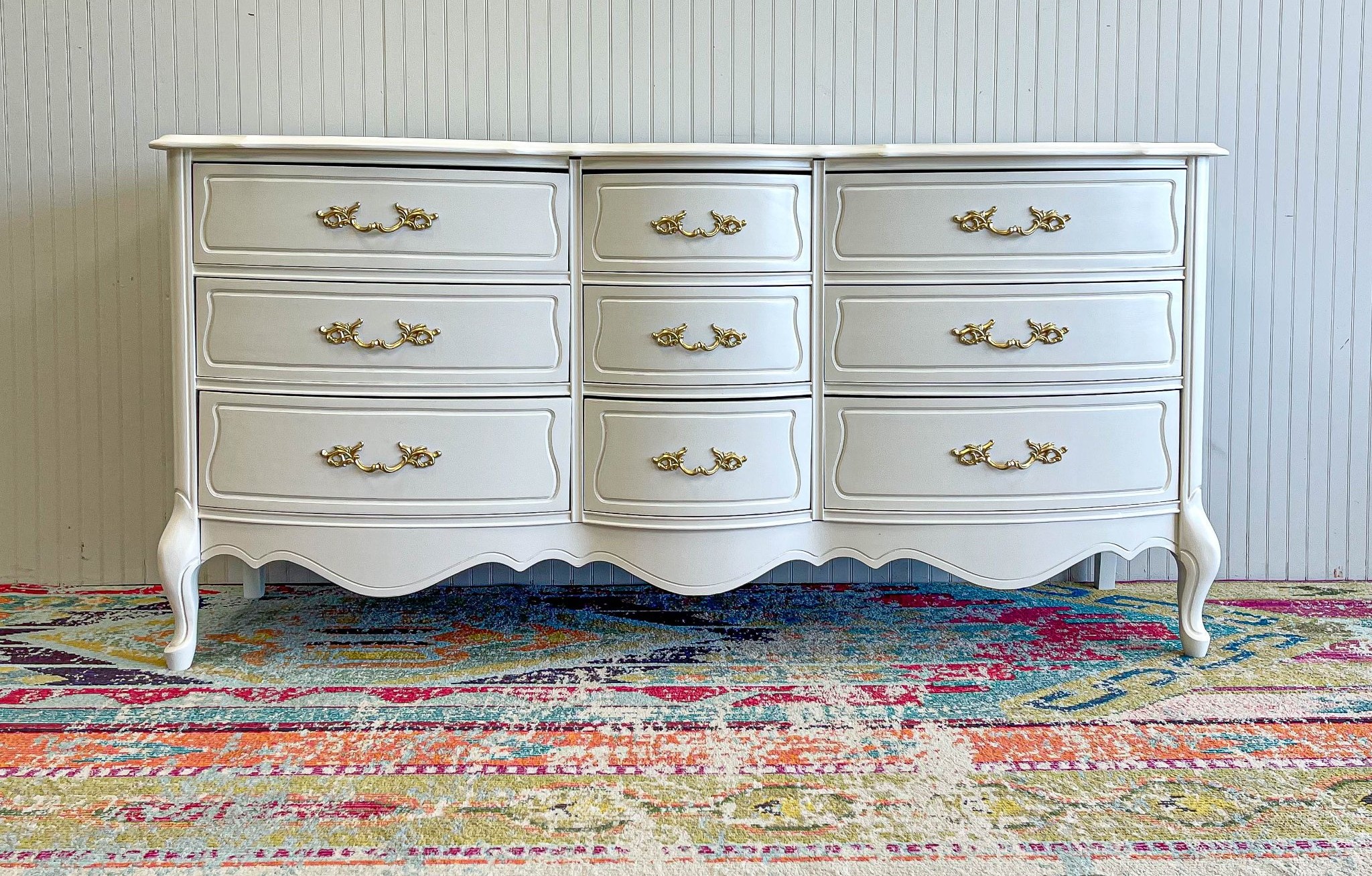 white and gold french provincial dresser Refinished vintage in linen sizeFilter-US 2