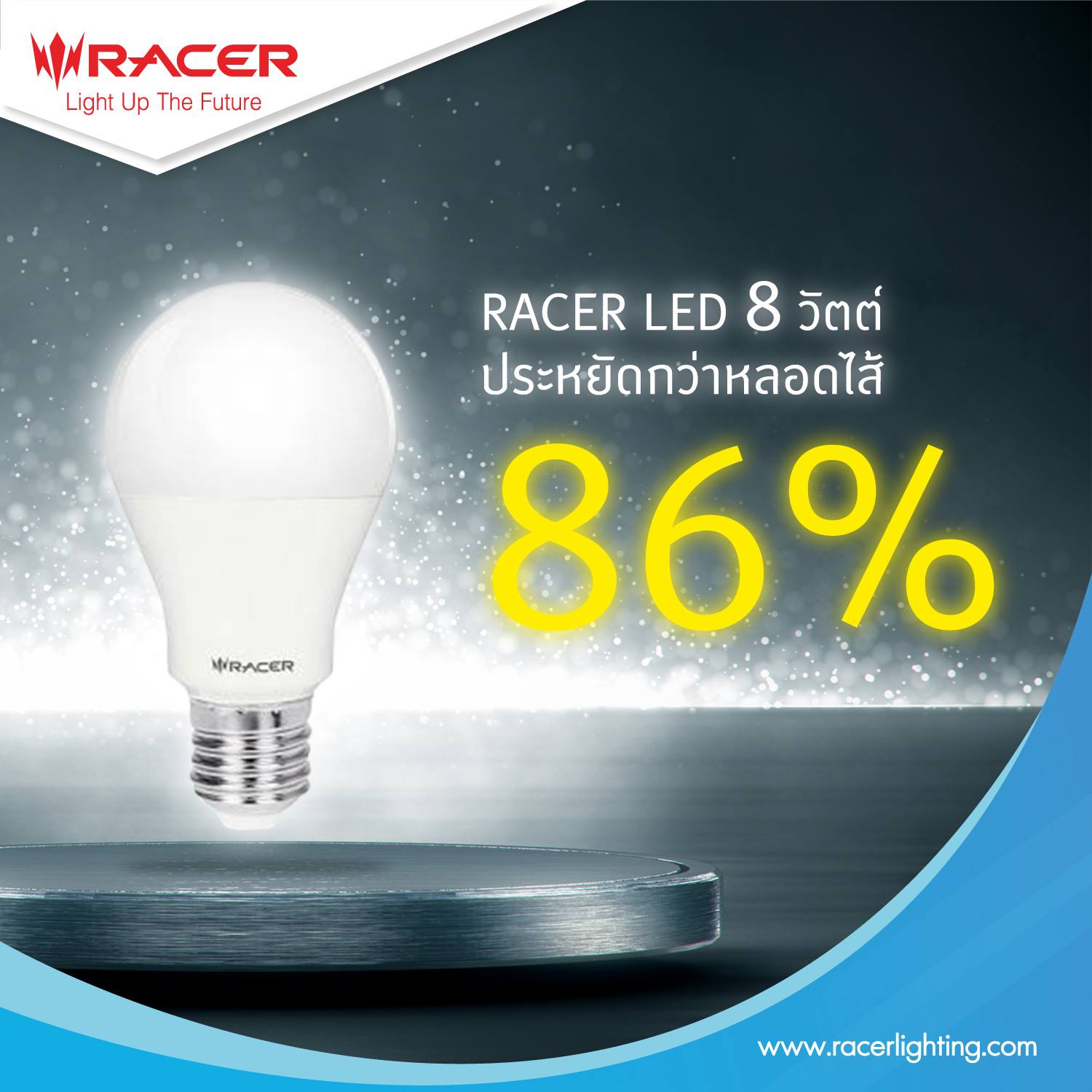 Racerlighting - RACER LED 8 วัตต์ ประหยัดกว่าหลอดไส้ 86% แถมยังทำจาก ...