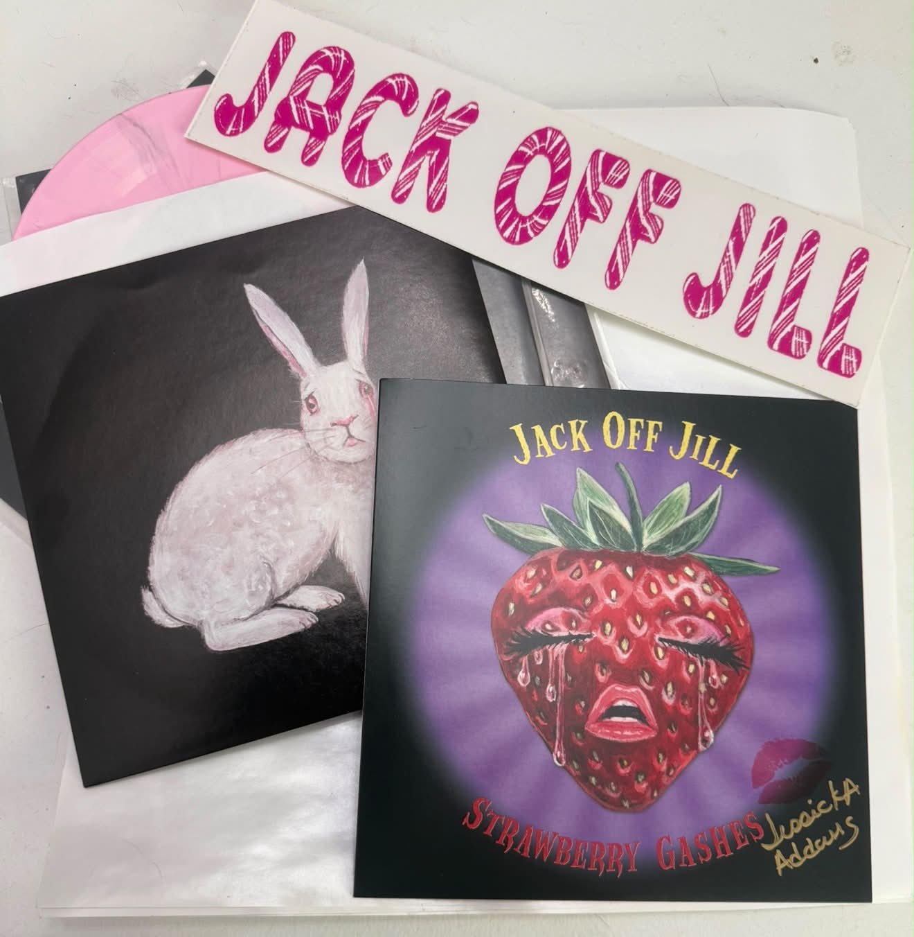 Win rare Jack Off Jill 'Strawberry Gashes' 7-inch and signed singles